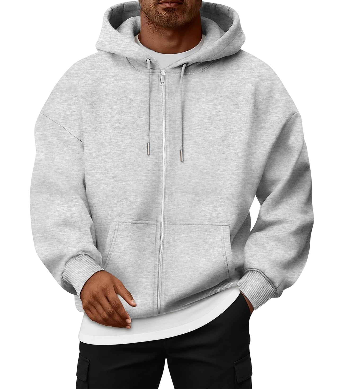 Oyamiki Hoodie Herren Langarm Kapuzenjacke Reißverschluss Sweatjacke Fleece Kapuzenpullover Lässige Kapuze Jacke Sweatshirt Pullover mit Taschen