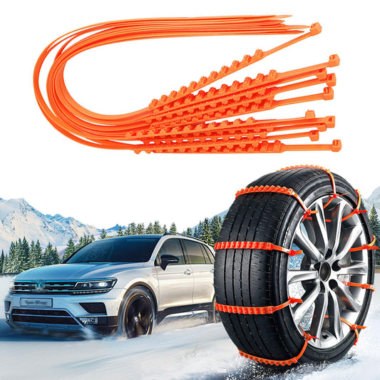 badaren Schneeketten, 10 Stück Notfall-Anti-Rutsch-Universal-Autoreifenketten, Wiederverwendbare Auto Schneeketten, Geeignet für Pkw/Geländewagen/Lkw/Suv, Einsetzbar Auf Schnee, Schlamm (Orange A)
