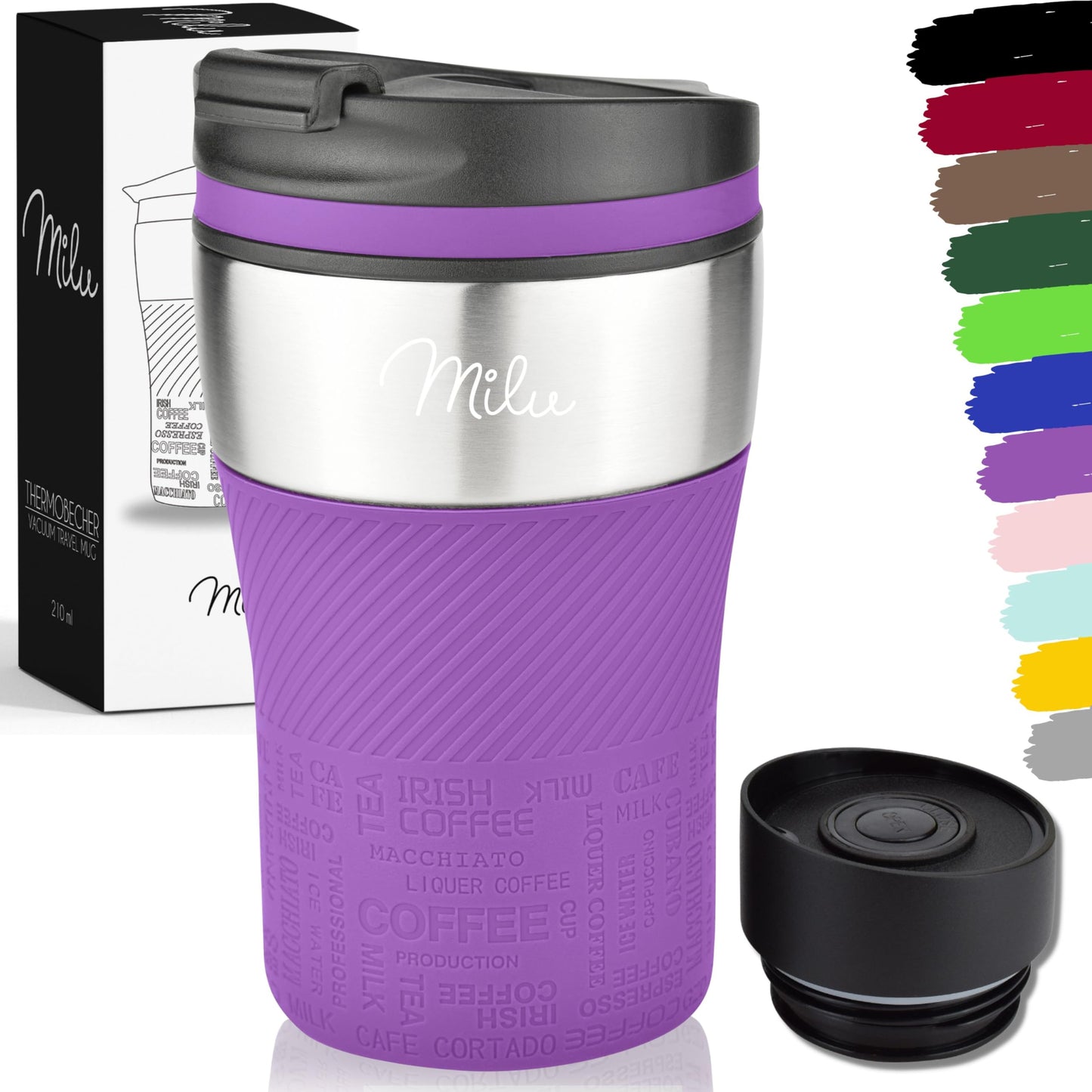Milu Thermobecher Isolierbecher Kaffeebecher to go - 210ml 100% Auslaufsicher - Trinkbecher aus Edelstahl - Autobecher doppelwand Isolierung - Thermo Becher - Travel Mug (Rot)