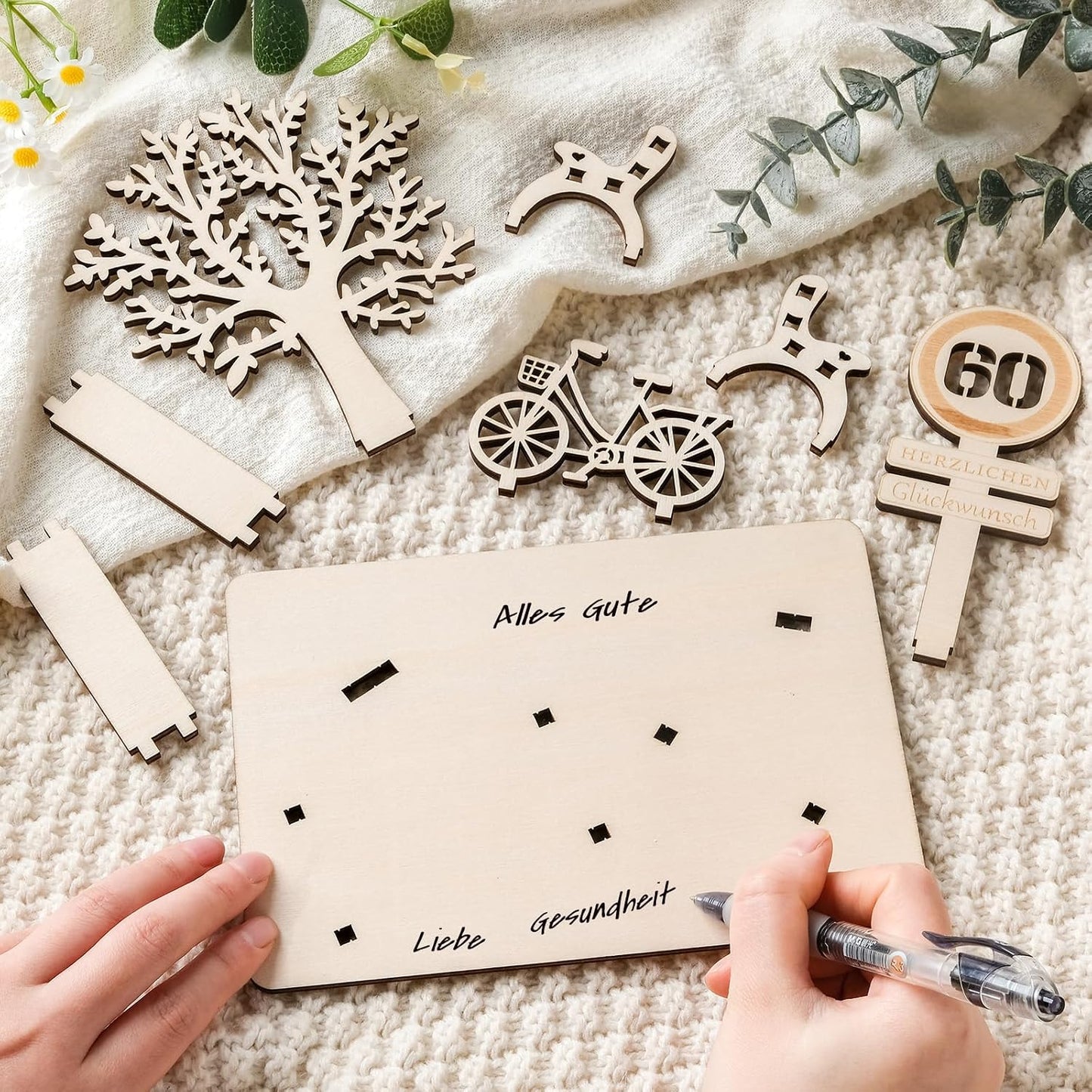 I LOVE MOM Geldgeschenk Geburtstag Holz, Fahrrad Geschenk, DIY Holz Schild Gästebuch Dreidimensionale Bäume Sitzbank Deko Zahlen für Geschenke, Hochzeiten, Partys, Geburtstage, Jubiläum (GYY-60)