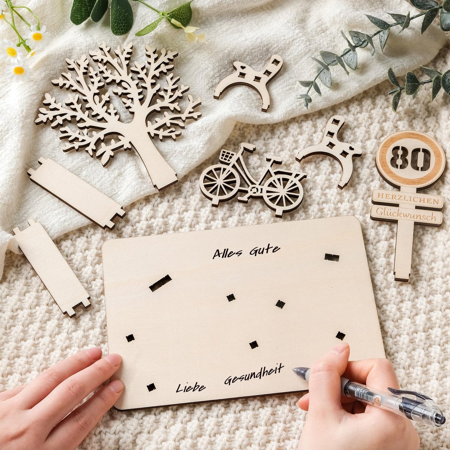 I LOVE MOM Geldgeschenk Geburtstag Holz, Fahrrad Geschenk, DIY Holz Schild Gästebuch Dreidimensionale Bäume Sitzbank Deko Zahlen für Geschenke, Hochzeiten, Partys, Geburtstage, Jubiläum (GYY-60)