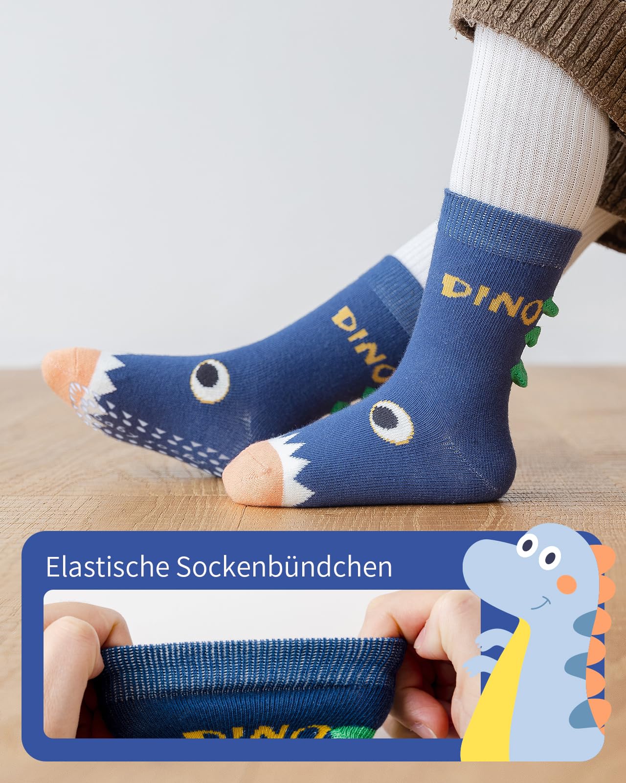 Kyopp 5 Paar Stoppersocken Kinder Baumwolle Socken Jungen Mädchen ABS Anti Rutsch Socken Tiermotive 25-37EU