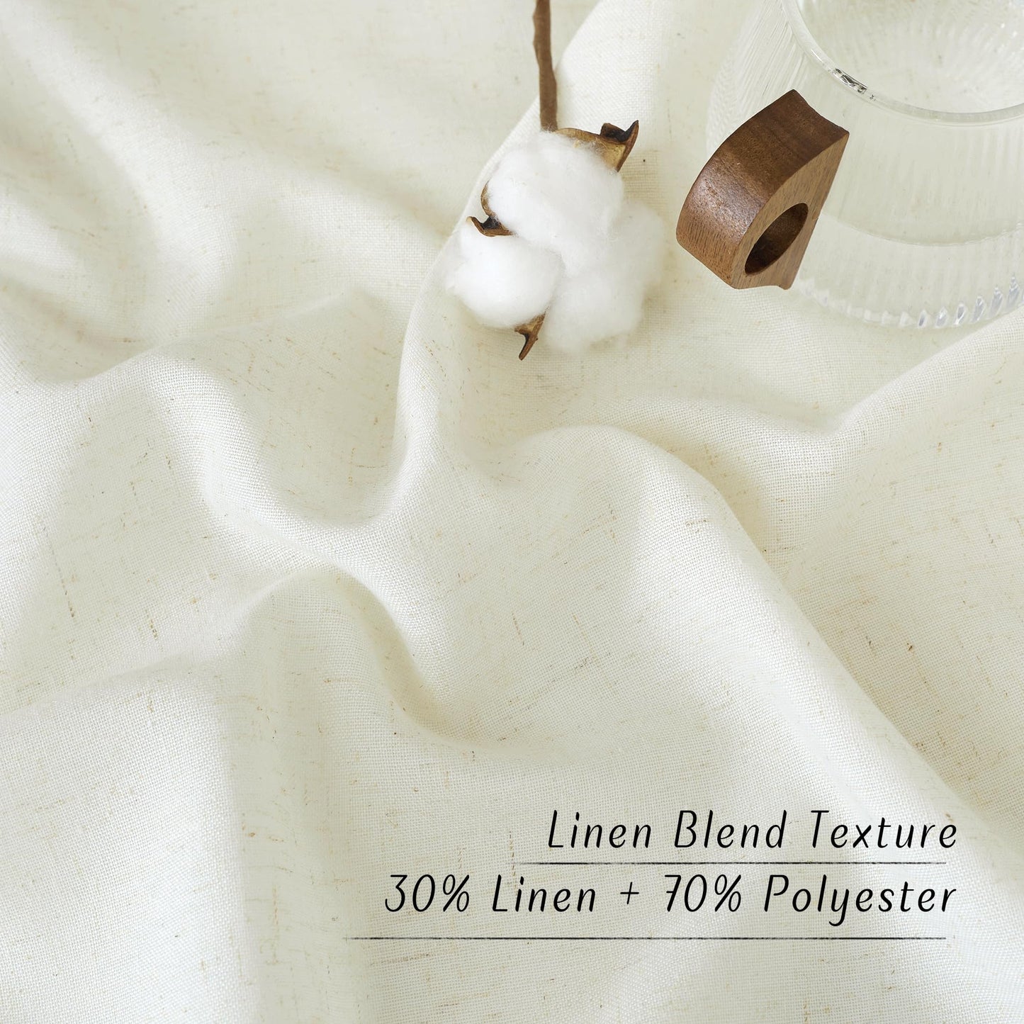 PONY DANCE Leinenvorhang Kräuselband Wohnzimmer Vorhänge Boho 2er Set H 245 x B 140 cm Leinen Gardinen für Schienensystem Leinenoptik Vorhänge Halbtransparent Linen Curtains Living Room, Beige