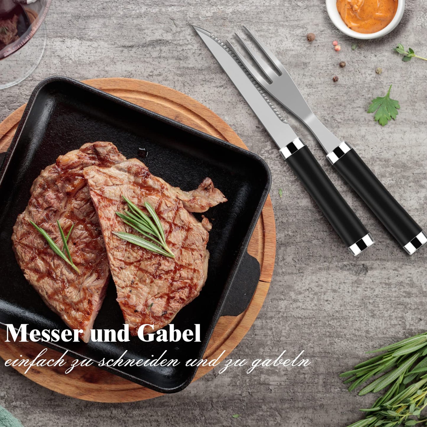 Grilliance 38 Stücke BBQ Grillbesteck Set Edelstahl Grillzubehör für Männer Geschenk Geburtstag Hochwertiger Grillutensilien Set Koffer mit Grillkoffer und Grillmatte für Garten und Camping Braun