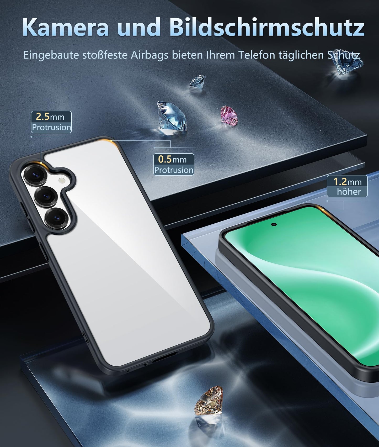 FNTCASE Case for Samsung Galaxy S25 Ultra 6.9 Inches, Military Drop Protection, Anti-Yellowing, Robust, Durable, Shockproof, Protective, Transparent, Clear