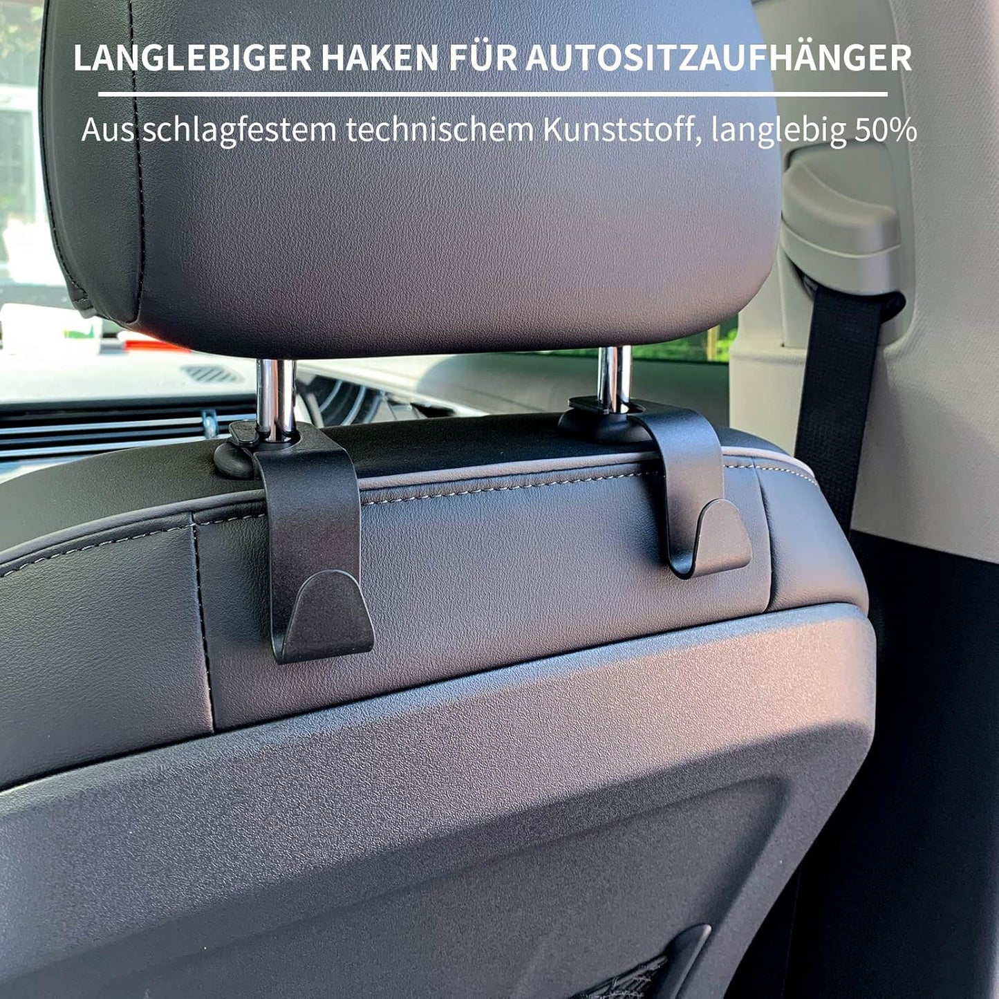 Pack of 4 Car Storage Hooks, Car Plastic Hooks, Back Seat Headrest Hooks, Storage Hooks for Car Seat, Back Seat Hooks, Headrest Hangers, Handbag Holders, Bag Hooks