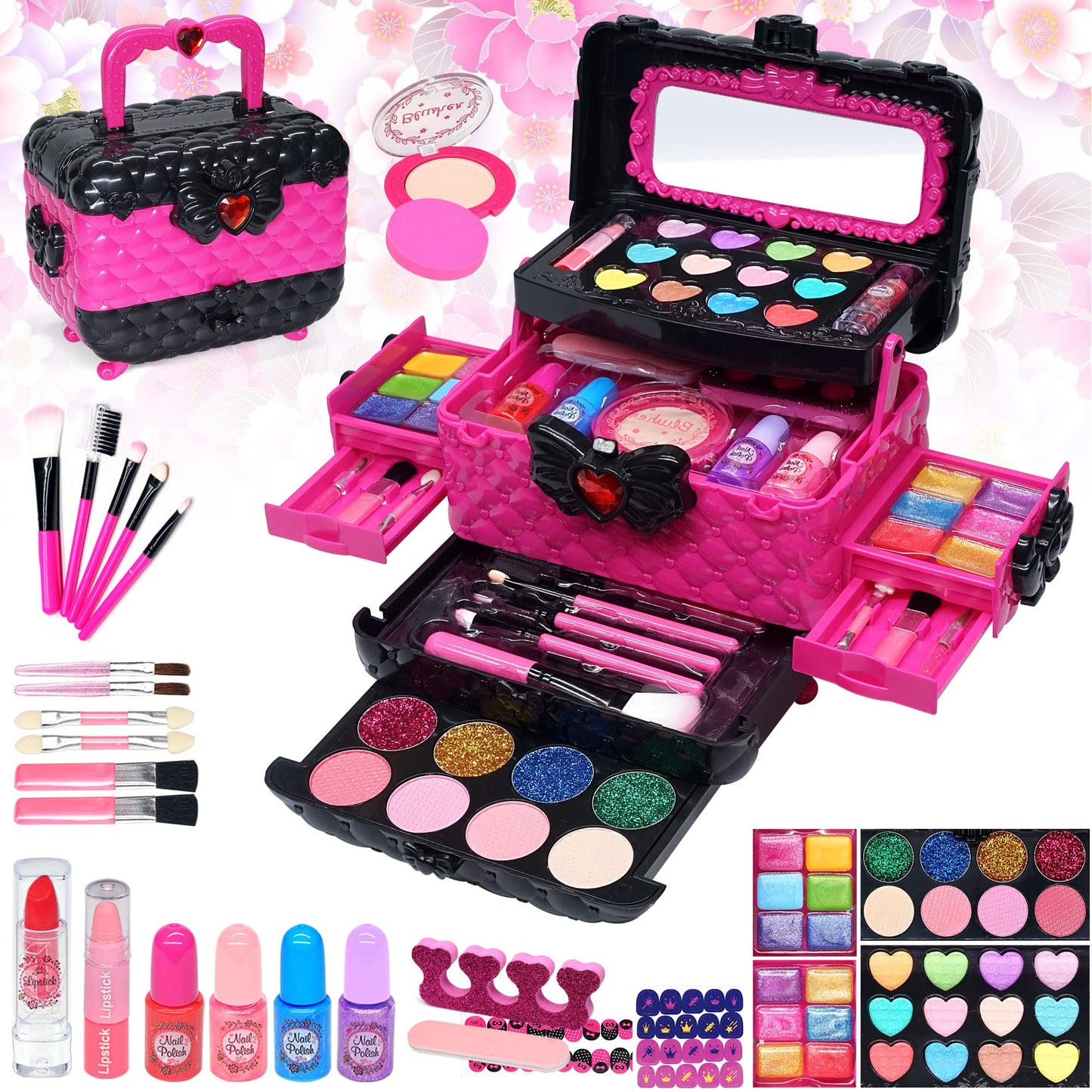 Mrabbitoo Kinderschminke Set Mädchen Schminkkoffer - Waschbar Kinder Make Up Set Schminkset Spielzeug,Schminke Halloween Weihnachts Geburtstag Geschenke für Prinzessin 4 5 6 7 8 9 10 11 12 Jahre