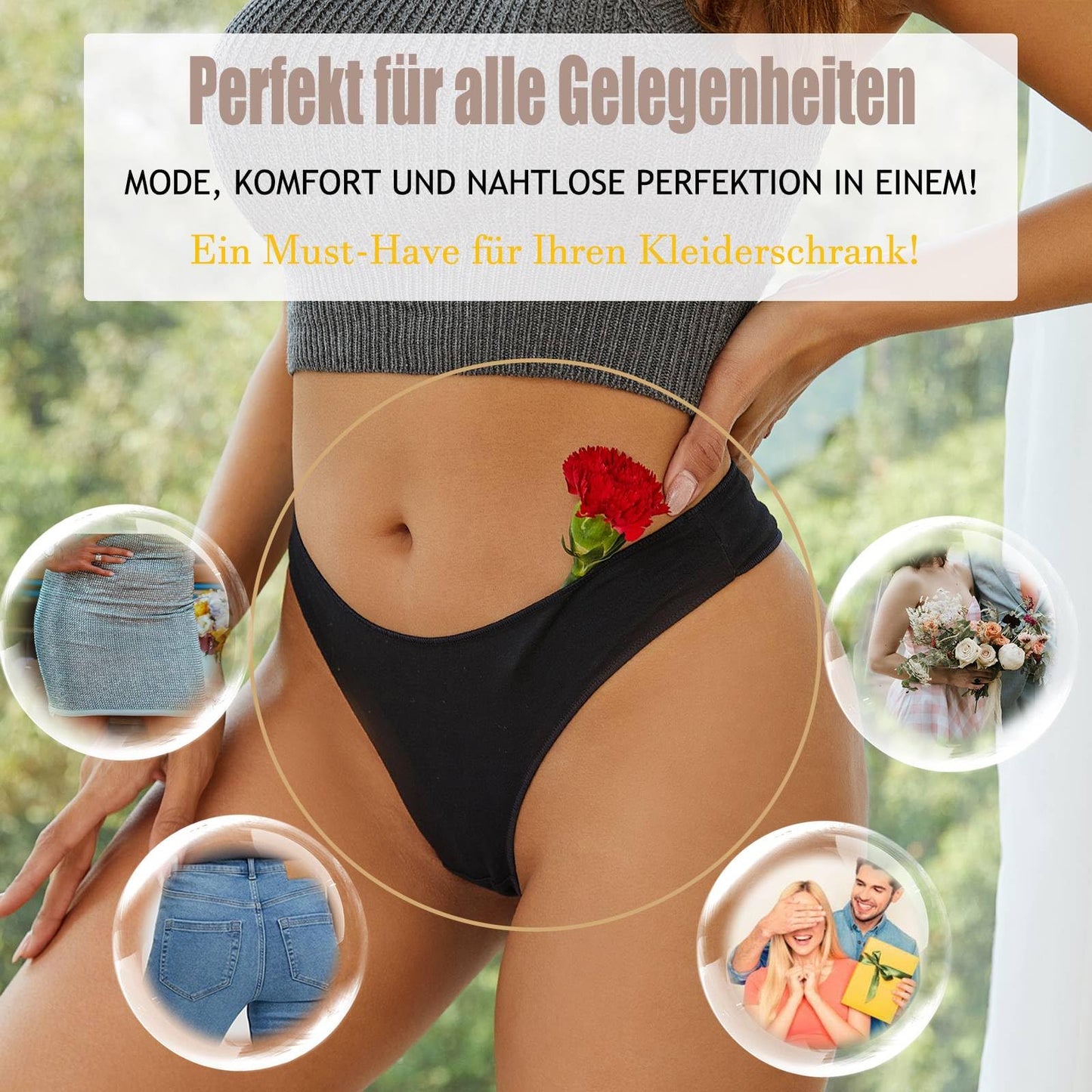 BeReady String Tanga Damen Baumwolle Sexy Unterwäsche Frauen Set Unterhosen Damen Slips Mehrpack Atmungsaktiv Thong Bikini Pantys 6 Pack
