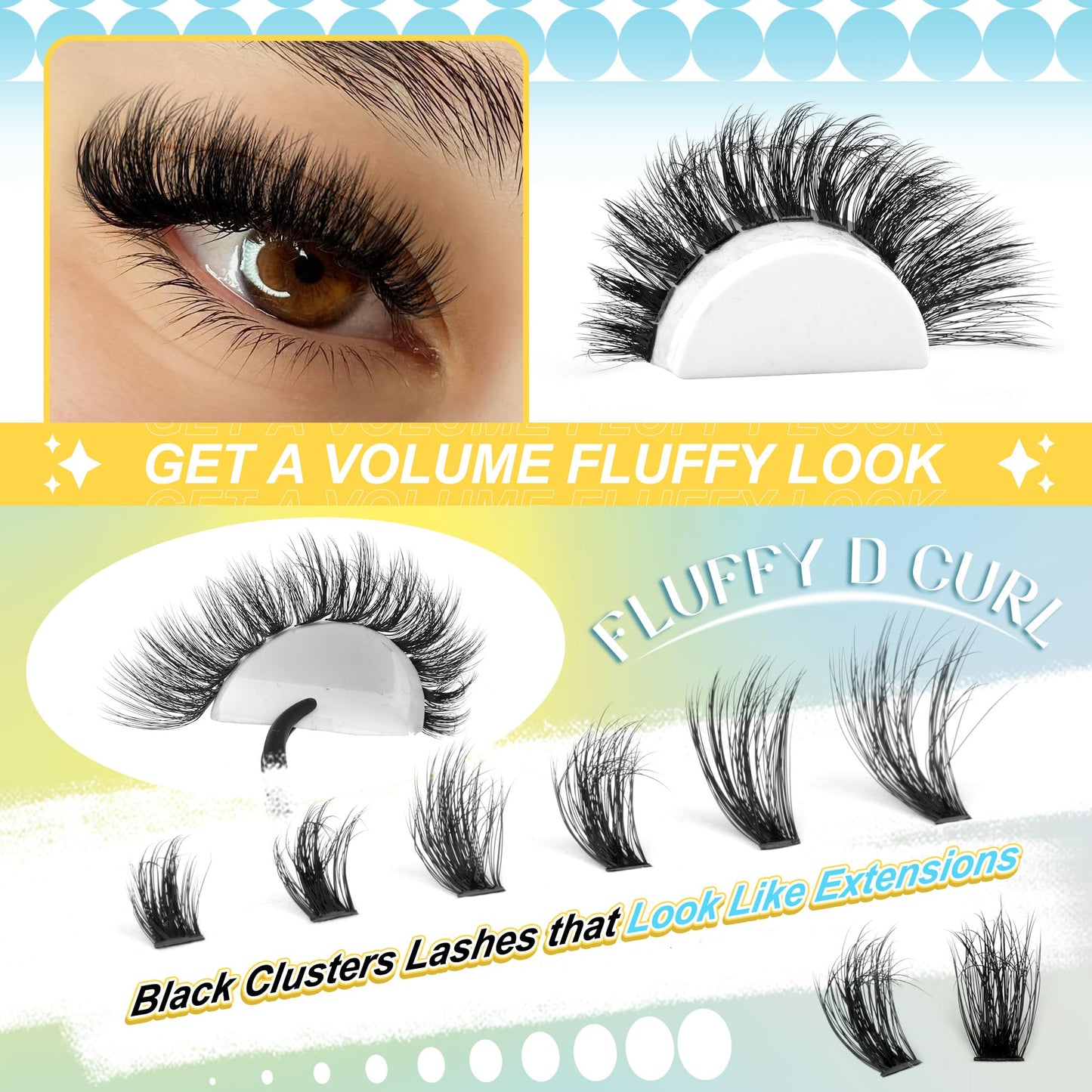 Wimpern Extensions Set Künstliche Wimpern Natürliche DIY Wimpernverlängerung Cluster Wimpern 16MM Individuelle Lashes Kit 40D Nerz Wimpern Fluffy mit Lash Bond und Seal Lash Tweezers