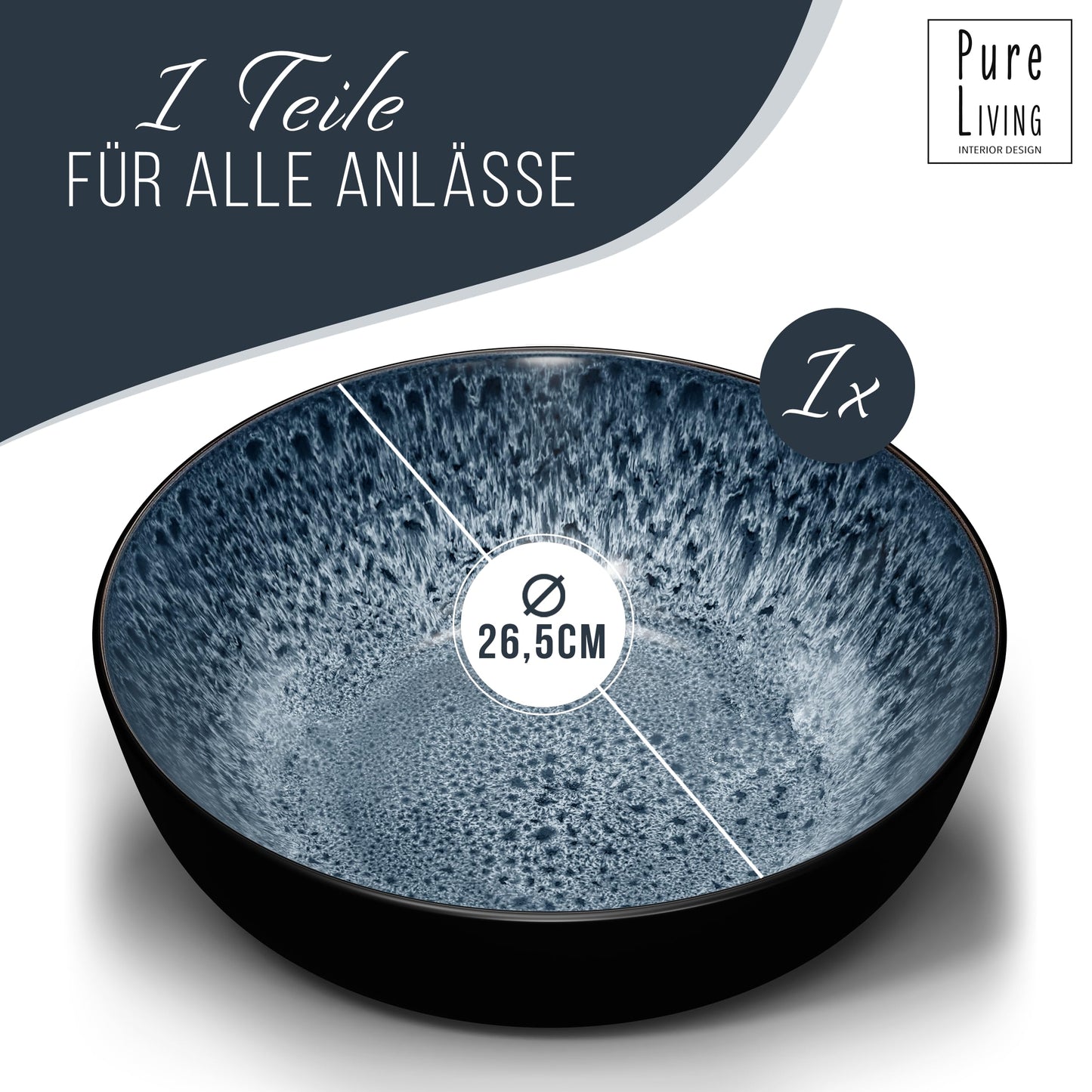 Steingut Frühstücksteller 6 Pers. Ibiza Hochwertiges Mediterranes TEST SEHR GUT Dessertteller Set - Kuchenteller spülmaschinen- und kratzfest - Kleine Teller, Salatteller Pure Living in Petrol