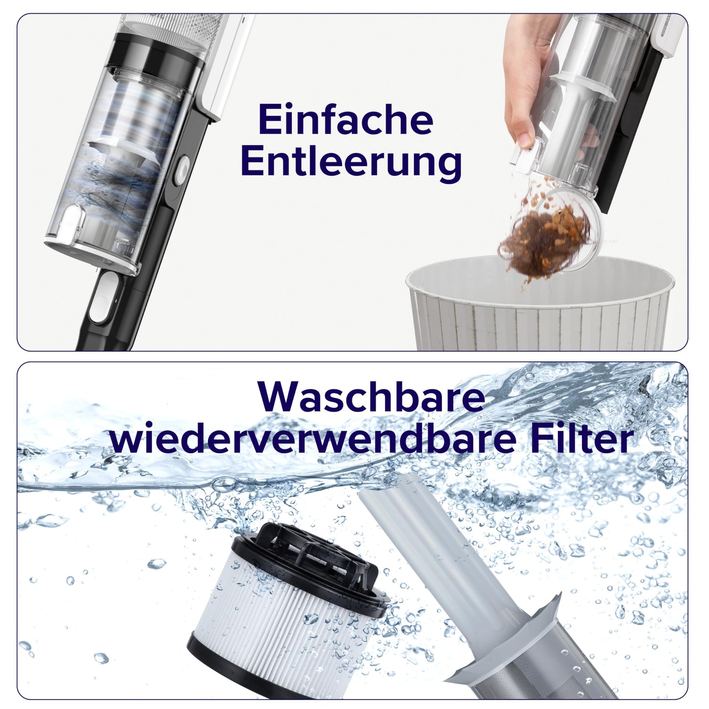 Levoit Akku Staubsauger mit Tierhaardüse, Anti-Haar-Verwicklung, max 50min Laufzeit, 4-in-1 Kabelloser Akkustaubsauger mit 99,9% Filterleistung, Beutelloser Akkusauger für Teppich Hartböden und Auto
