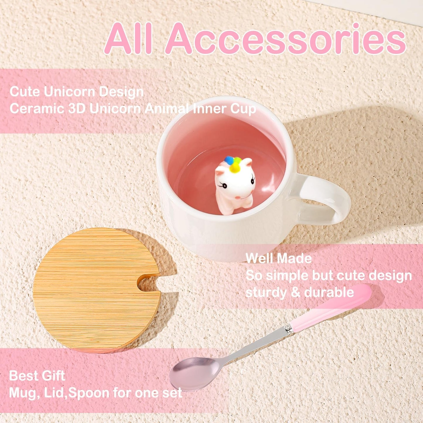 BigNoseDeer Süße Sachen Keramik Katze Kaffeetasse Teetasse Deckel Löffel Lustige Tassen Geschenke für Frauen Kaffeebecher 3D Tasse Personalisiert Cappuccino Tasse Beste Freundin Weihnachten Geschenk
