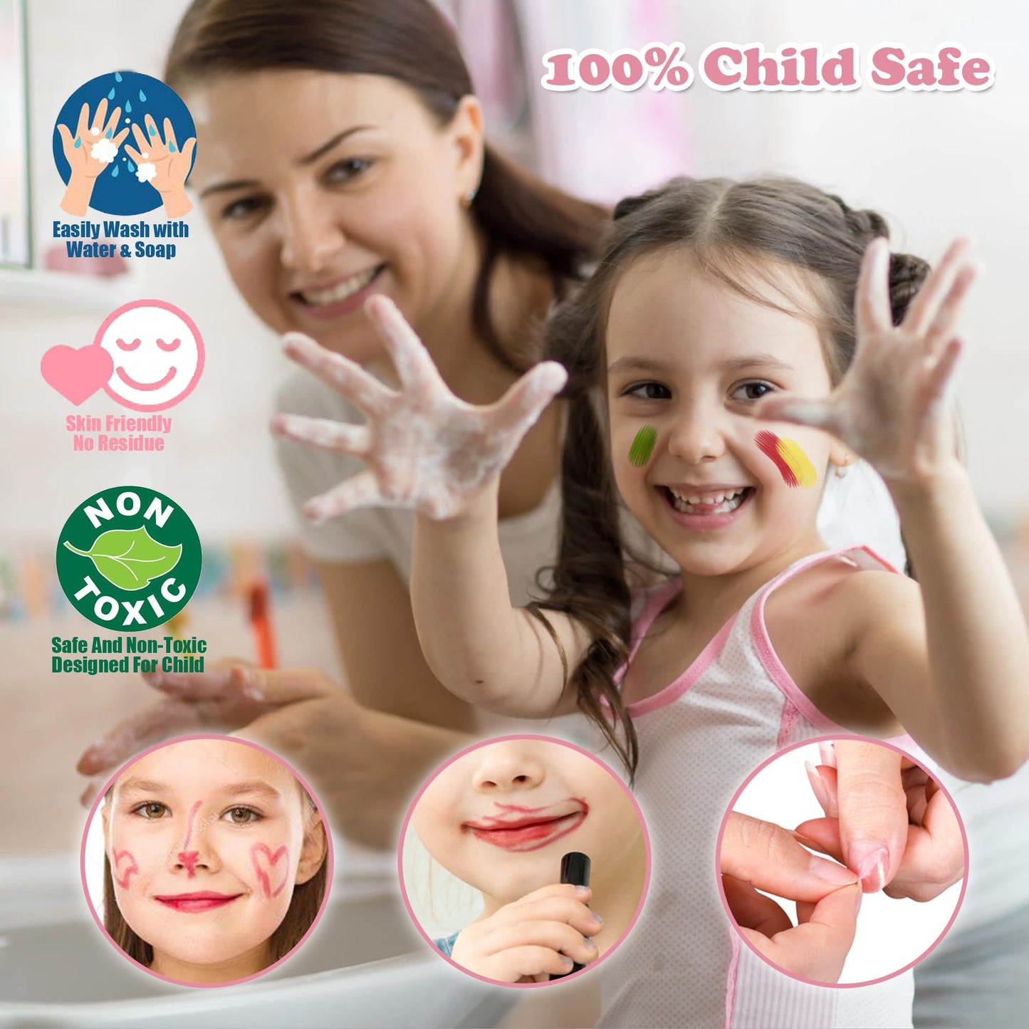 Mrabbitoo Kinderschminke Set Mädchen Schminkkoffer - Waschbar Kinder Make Up Set Schminkset Spielzeug,Schminke Halloween Weihnachts Geburtstag Geschenke für Prinzessin 4 5 6 7 8 9 10 11 12 Jahre