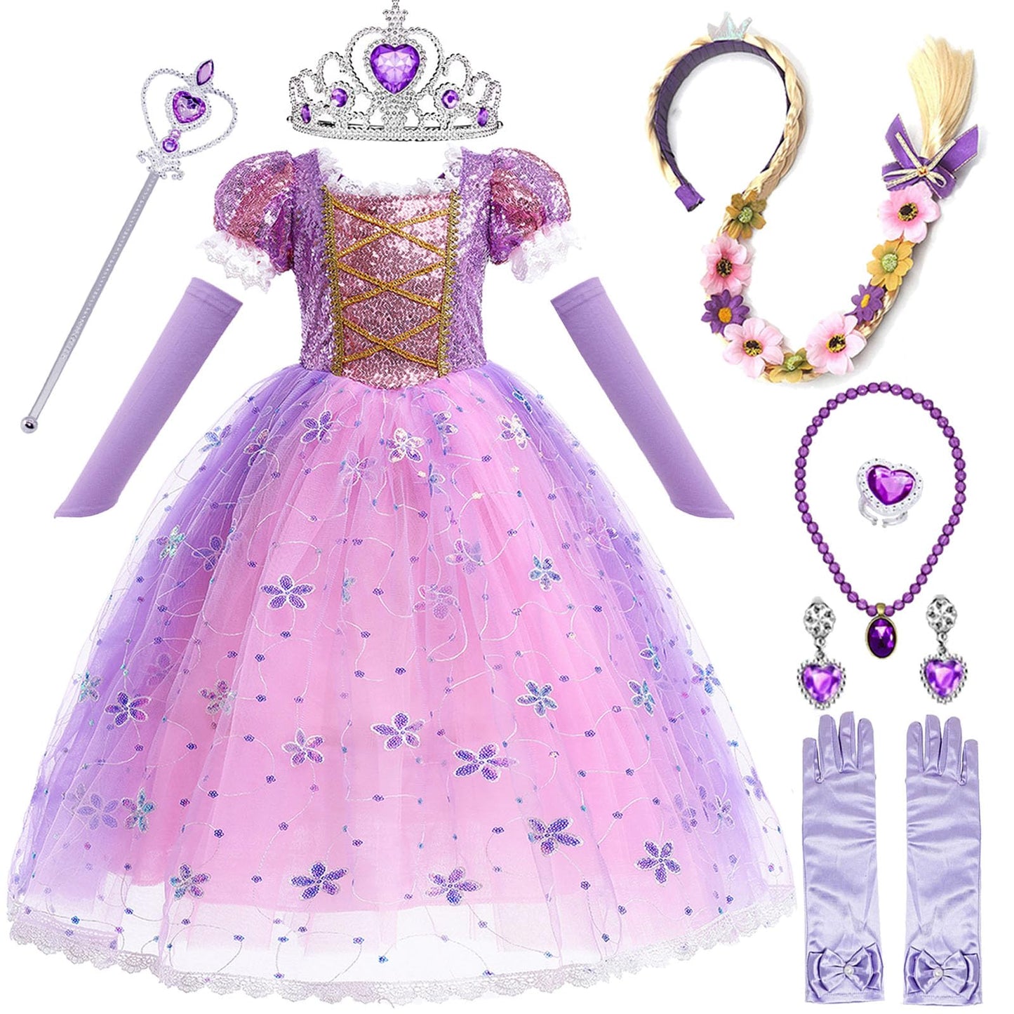 Prinzessin Kostüm Mädchen Prinzessin Prinzessin Kleid Mädchen mit Zubehör Geburtstag Party Weihnachten Halloween Karneval Cosplay Kleider