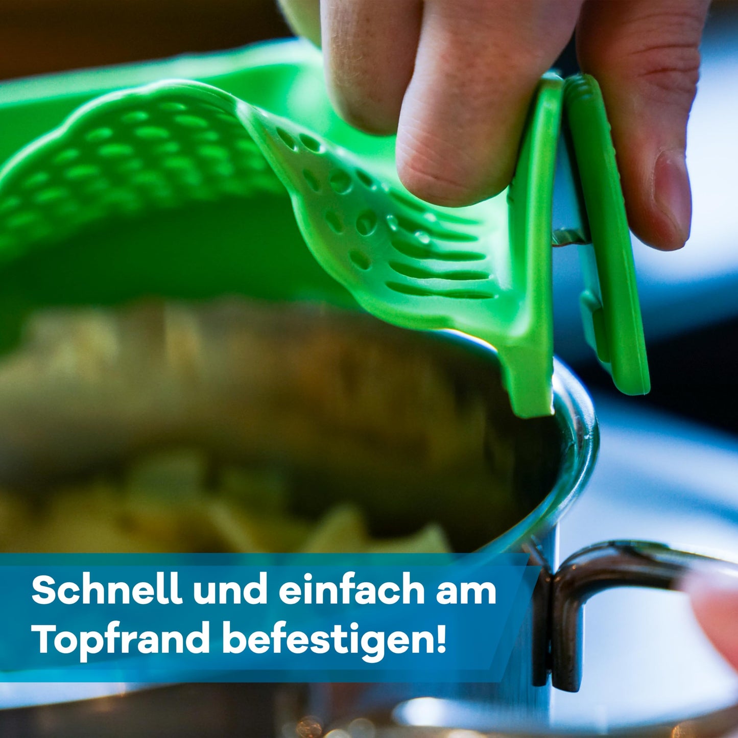 Netrox – Schnappsieb aus Silikon – Nudelsieb Aufsatz zum Einhängen in Topf, Pfanne & Schüssel – spülmaschinenfestes Küchensieb Sieb – Abtropfsieb als perfekte Abgießhilfe Abgiesshilfe für Nudeln Töpfe