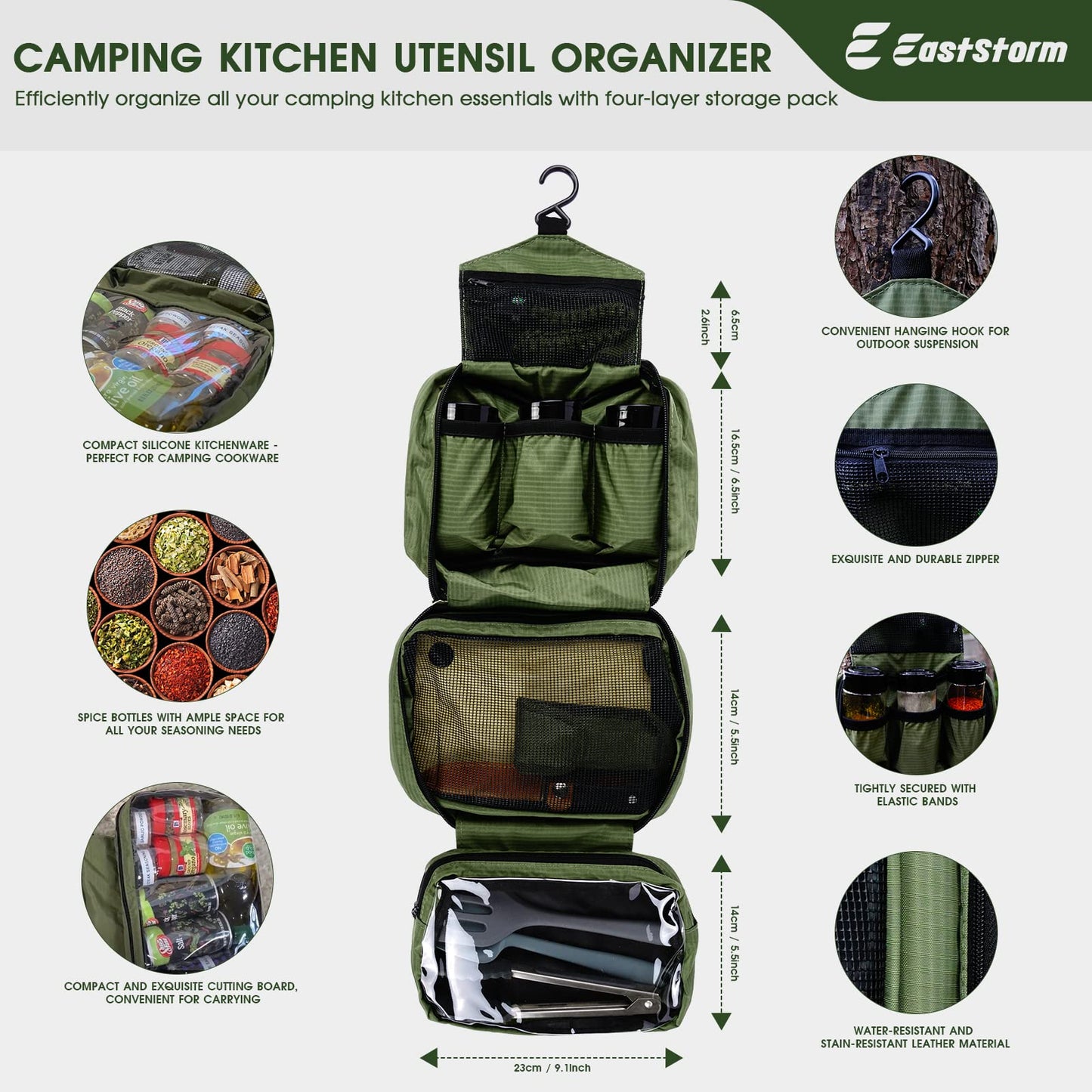 E EASTSTORM Camping Küchenhelfer Set mit Wasserdichter Tasche für Camping Kochgeschirr,Camping Geschirr,Klein und Tragbar,Geeignet für Outdoor,Wandern, Bergsteigen,Camping Set für Rucksäcke