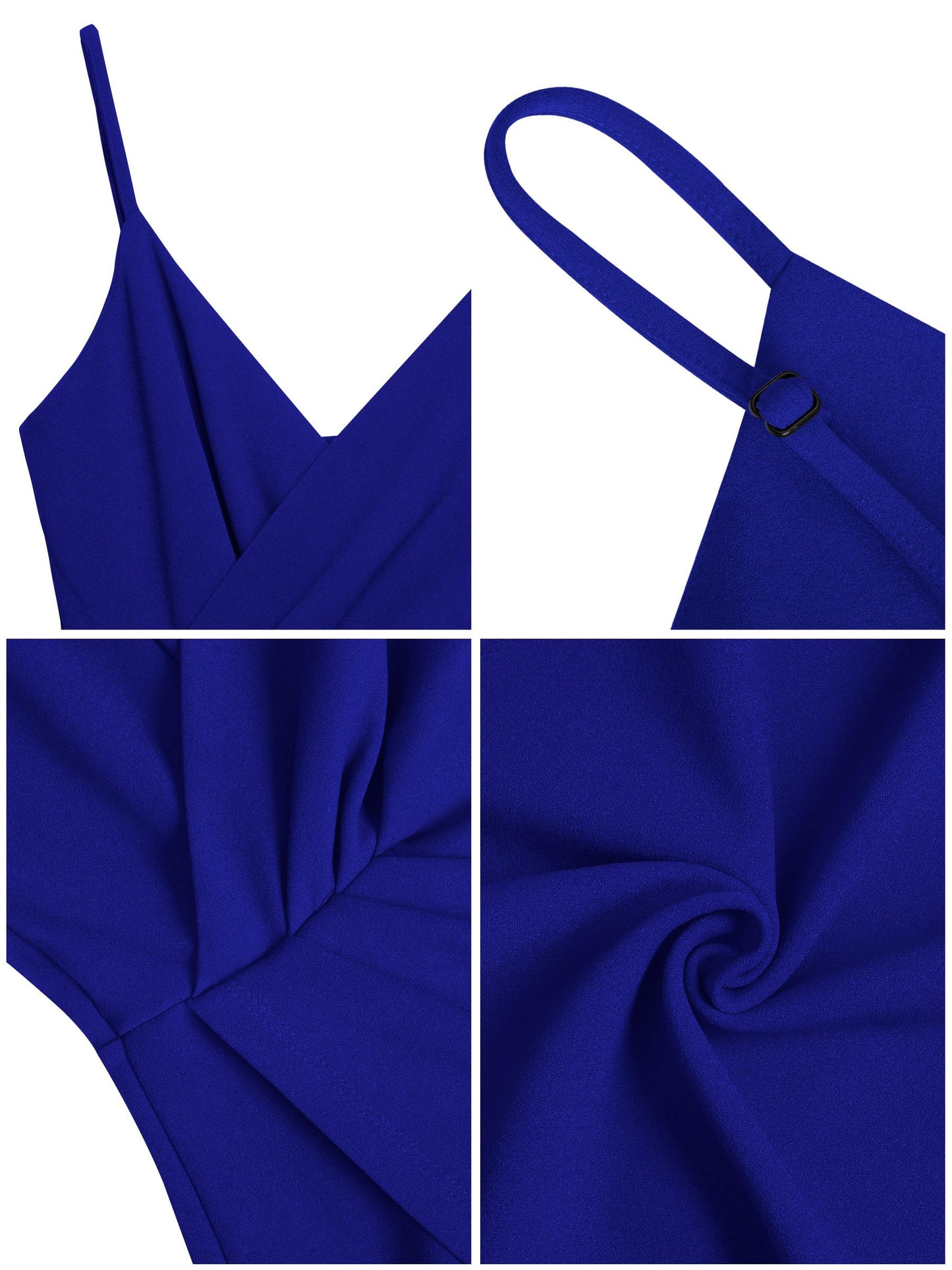 Missufe Damen Cocktailkleid Partykleid Wickelkleid Sommerkleid Midikleid Festliche Elegant Bodycon Hochzeit Ärmellos Spaghettiträger Abendkleider