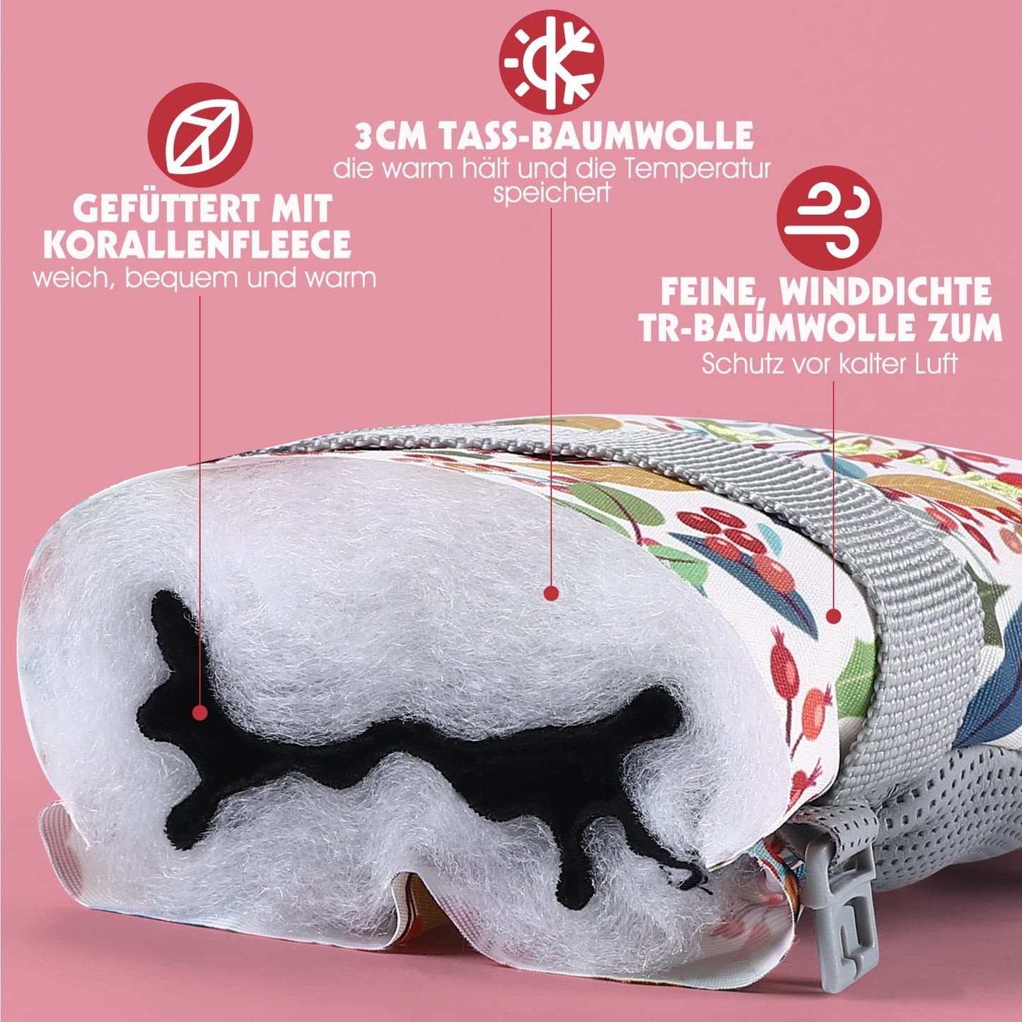 WESTGIRL Children’s Winter Gloves, Windproof, Warm Ski Gloves, Thermal Fleece, Water-Repellent Cartoon Snow Gloves, Outdoor Gloves for Snowboarding, Cycling, for Boys and Girls Aged 3–12 Years