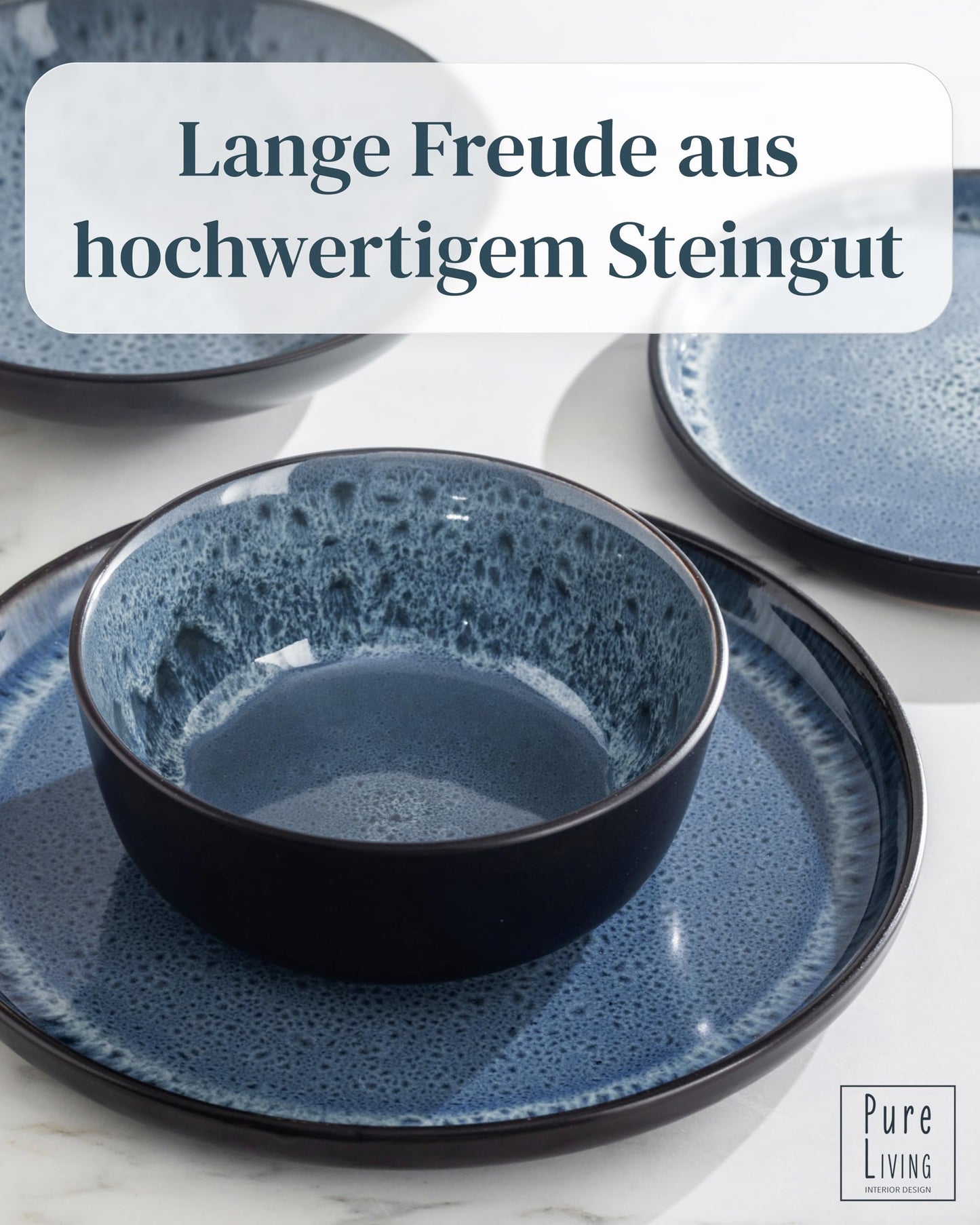 Steingut Frühstücksteller 6 Pers. Ibiza Hochwertiges Mediterranes TEST SEHR GUT Dessertteller Set - Kuchenteller spülmaschinen- und kratzfest - Kleine Teller, Salatteller Pure Living in Petrol