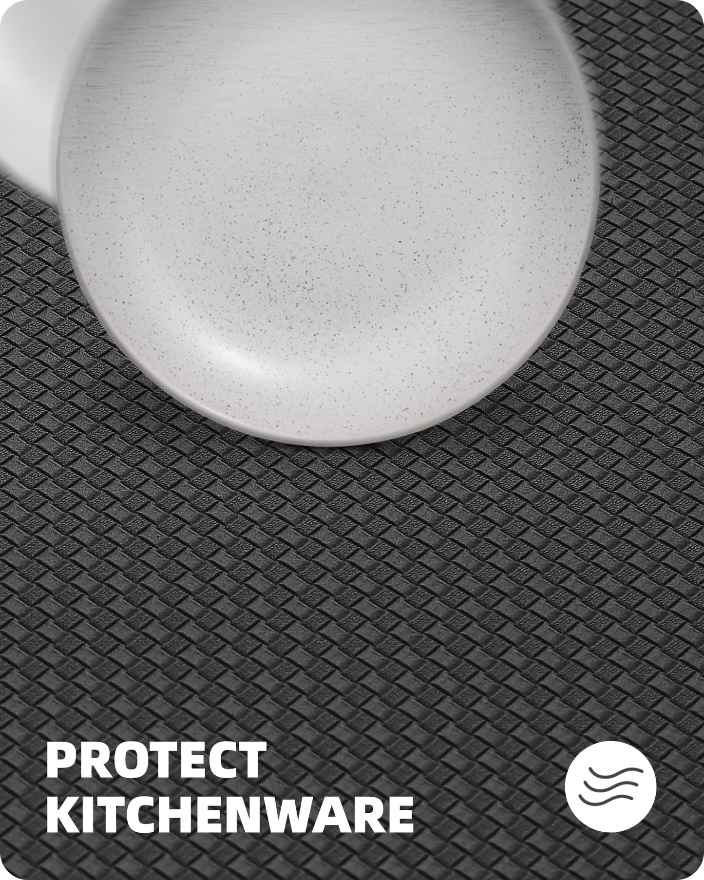 Color G Küchenläufer 2 Stück, küchenteppich waschbar rutschfest, Teppich küche mit Ölfest und Wasserdicht, Gummirücken Küchenmatte für Esszimmer, Küche, läufer Flur(44x150CM + 44x150CM, Schwarz)