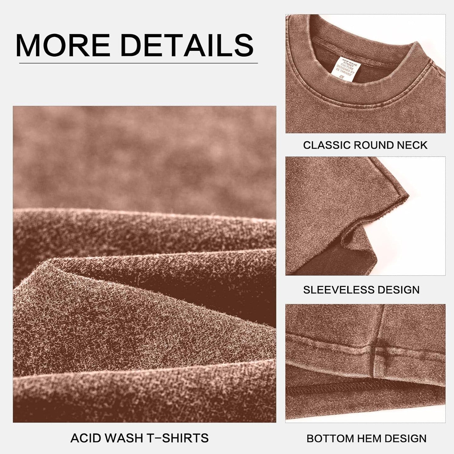 Herren Kurzarm Sommer Ärmelloses Shirt, Männer Fitness ärmellos Weste, Washed Sleeveless t-Shirt, Workout, Fitnessstudio, Baumwolle