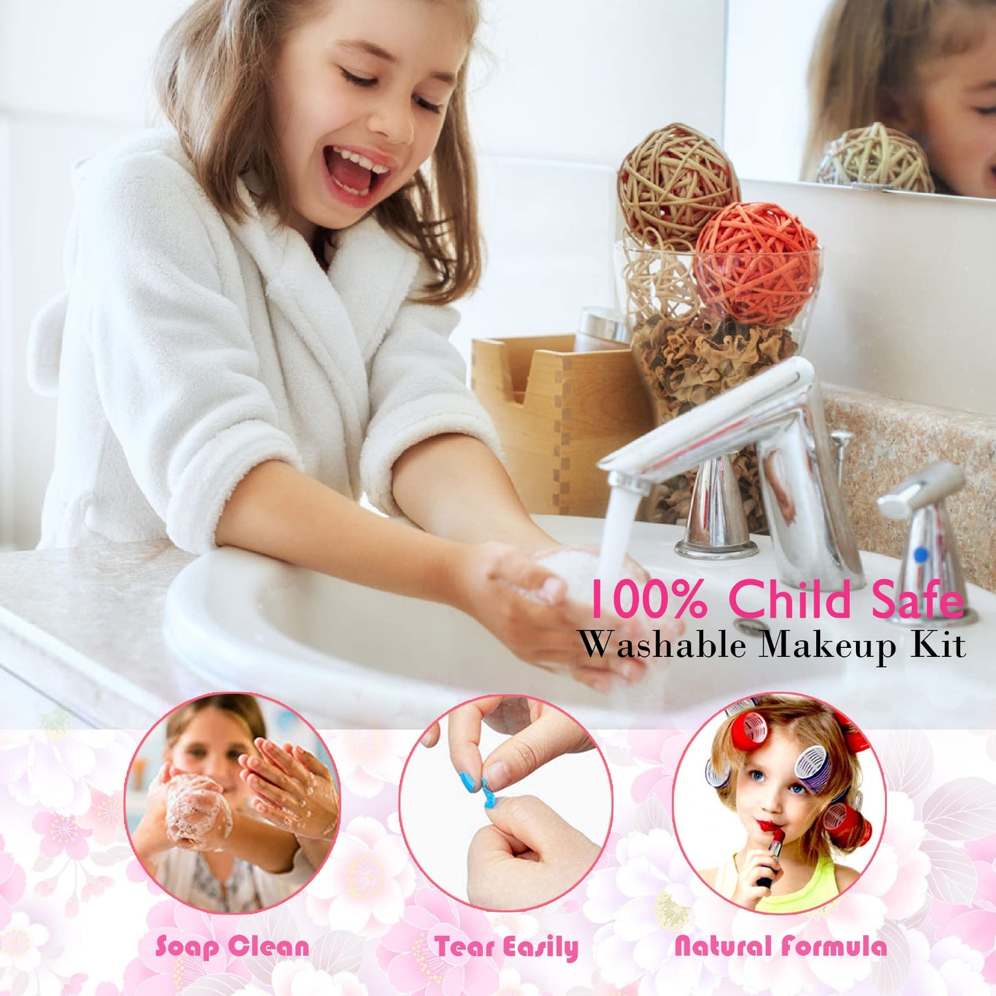 Mrabbitoo Kinderschminke Set Mädchen Schminkkoffer - Waschbar Kinder Make Up Set Schminkset Spielzeug,Schminke Halloween Weihnachts Geburtstag Geschenke für Prinzessin 4 5 6 7 8 9 10 11 12 Jahre