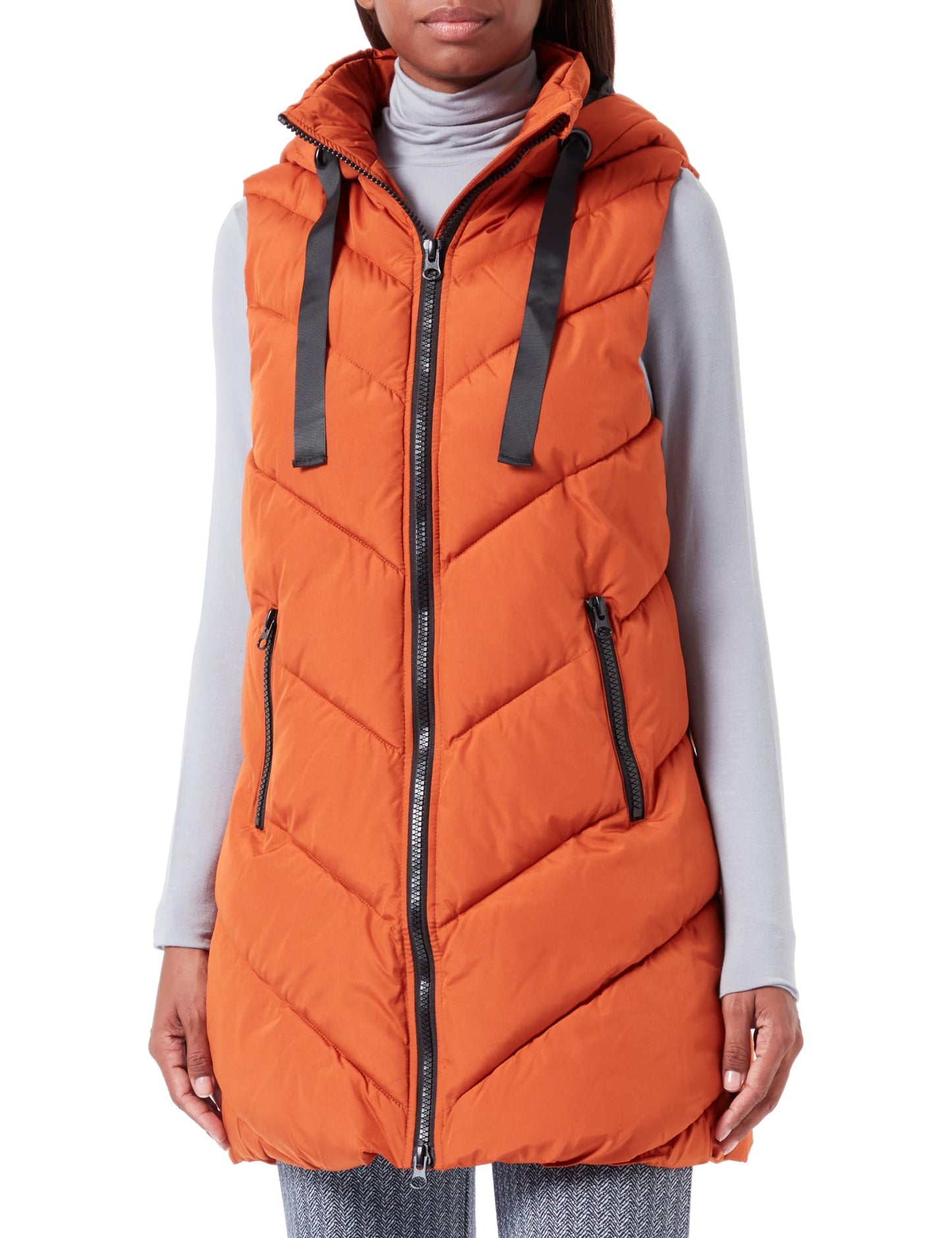 JDY JDYSkylar Women's 3/4 Length Quilted Vest Padded Hood Waistcoat with Hood