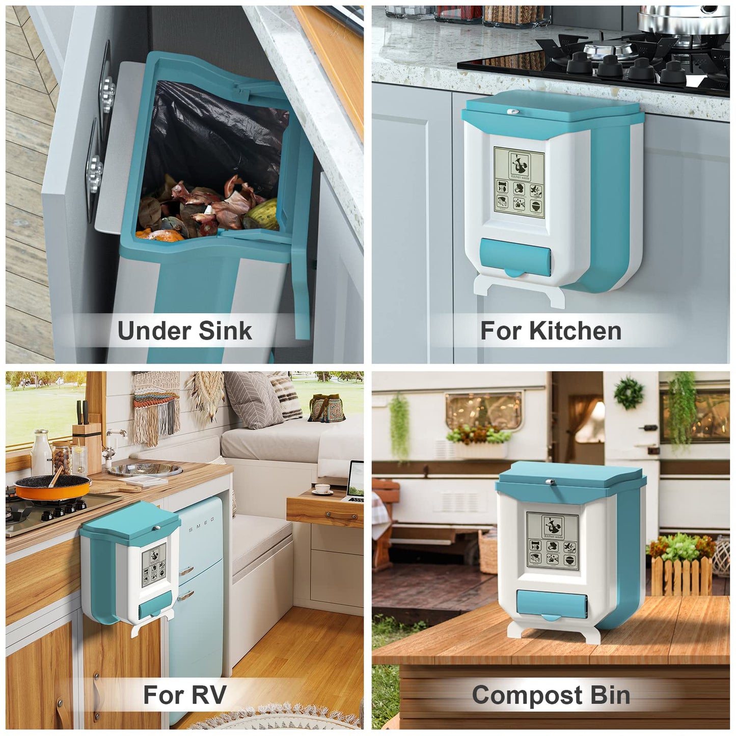 Gintan faltbarer hängender mülleimer mit Deckel küche camping, Faltbare Mülleimer Küche Abfalleimer Aufhängbarenzum Küchenabfalleimer für küche/camping/Auto/Bad/Büro/Schlafzimmer