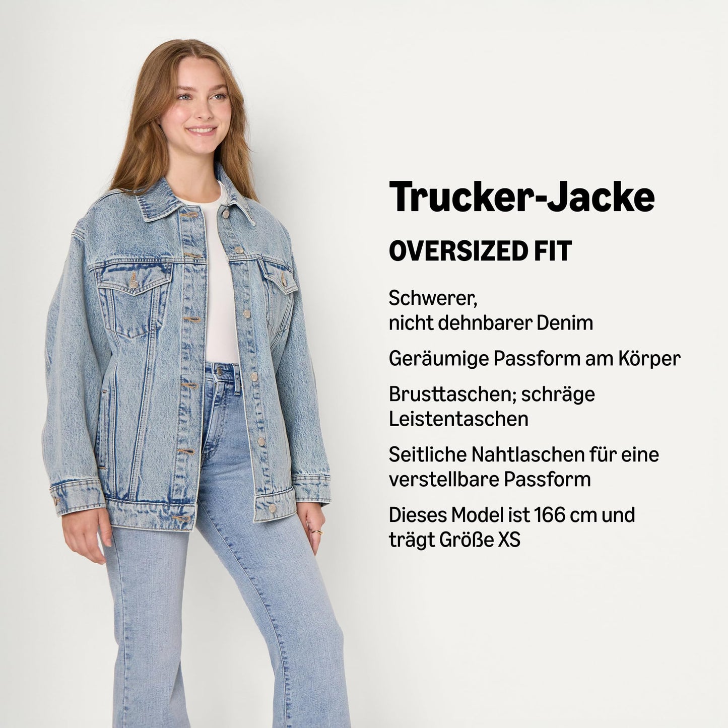 Amazon Essentials Damen Trucker-Jacke aus Denim Mit Taschen