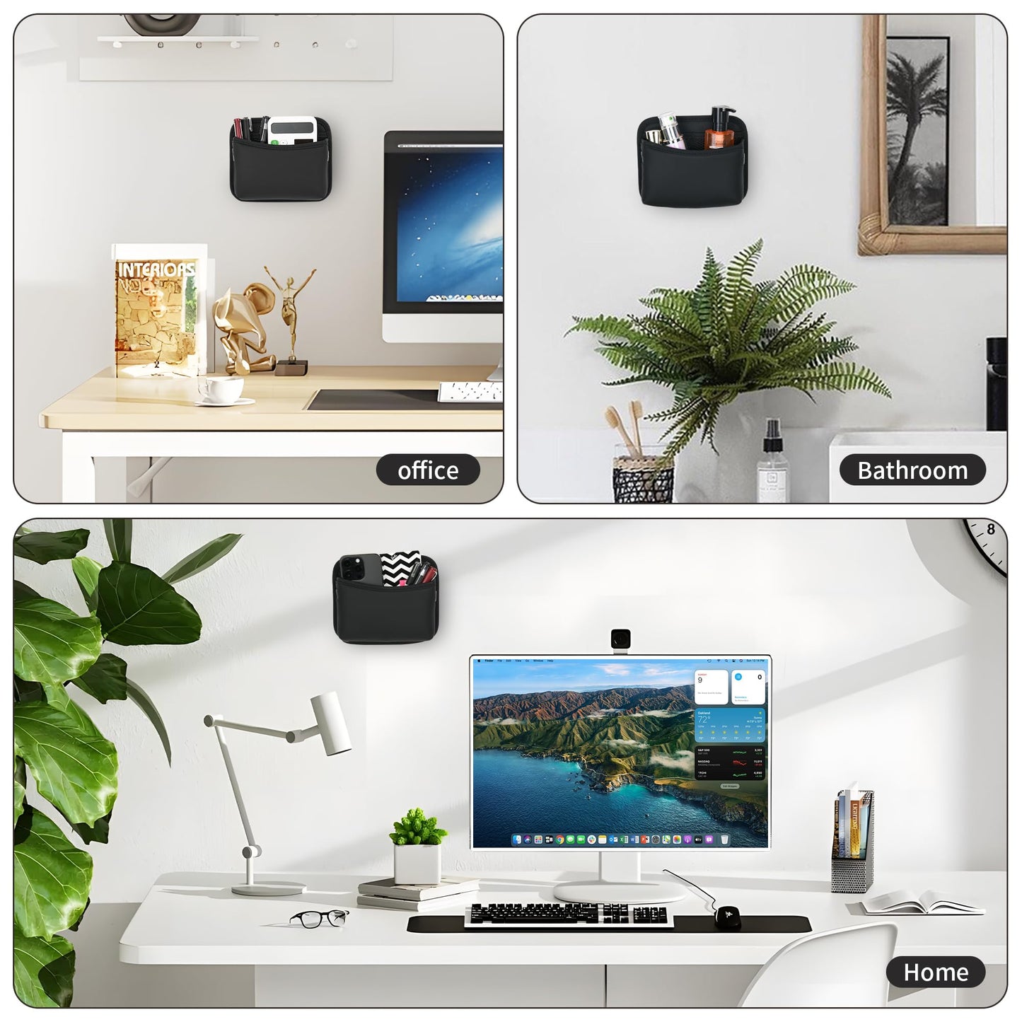 PU Leather Car Side Bag Organiser, Universal Car Bag Mobile Phone Holder for Car, Car Seat Gap Filler Storage Accessories Organiser for Car Door, Console (Black)