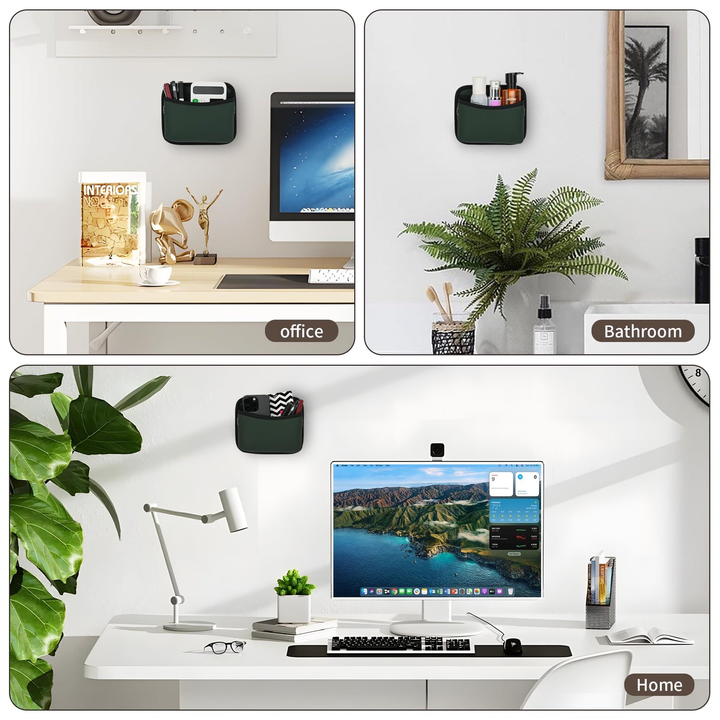 PU Leather Car Side Bag Organiser, Universal Car Bag Mobile Phone Holder for Car, Car Seat Gap Filler Storage Accessories Organiser for Car Door, Console (Black)