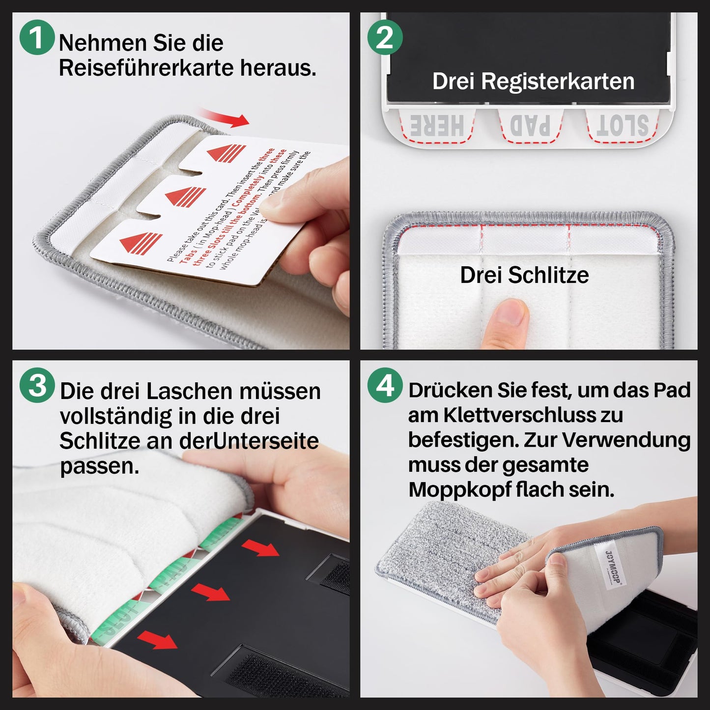 JOYMOOP Mop und Eimer mit Wringer Set, Hands Free Flat Floor Mop und Eimer, mit 5 waschbaren Mikrofaserpads, Nass- und Trockeneinsatz, Bodenreinigungssystem