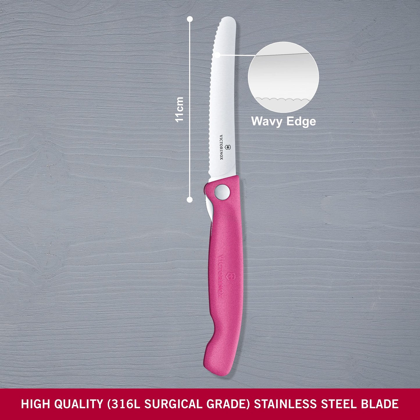 Victorinox Swiss Classic Profi Tomaten- und Tafelmesser, Extra Scharfe Klinge, Wellenschliff, 11 cm, Rostfreier Stahl, gelb