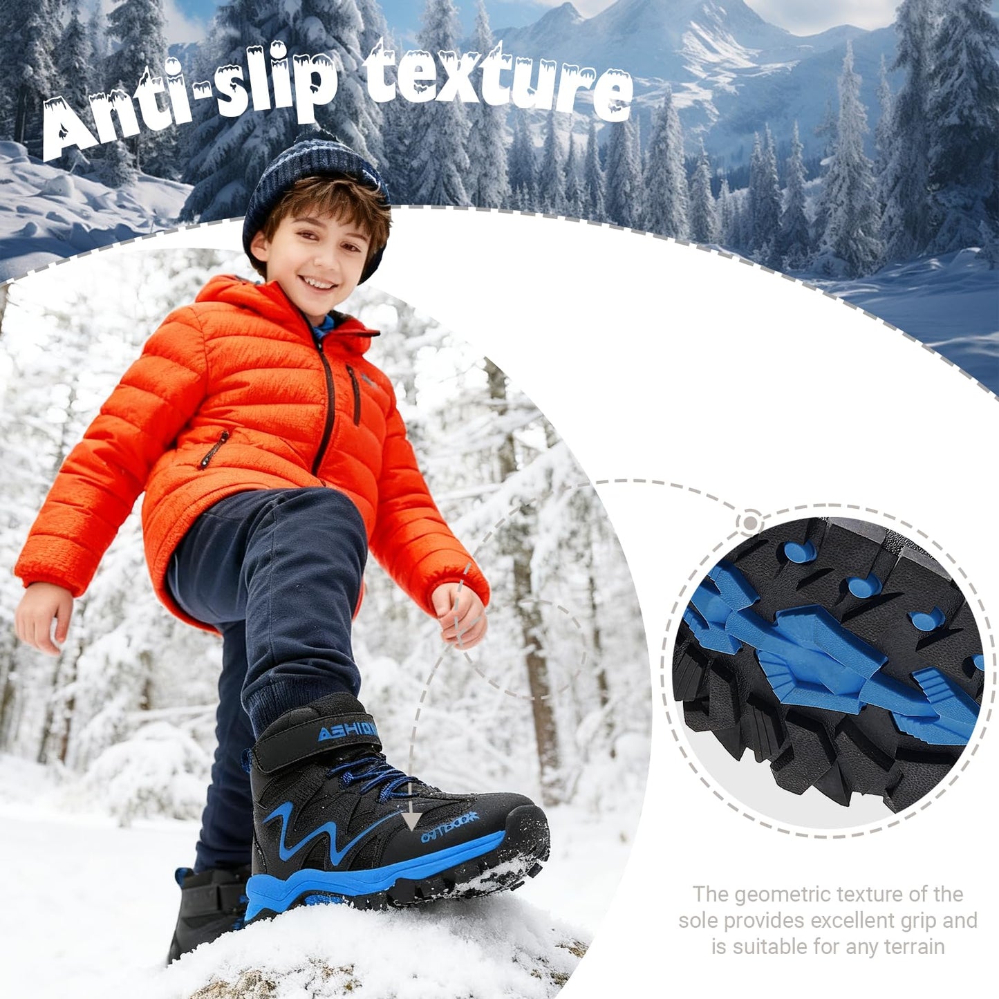 ASHION Winter Shoes Children's Winter Boots Boys Girls Snow Boots Hiking Boots Warm Lined Boots