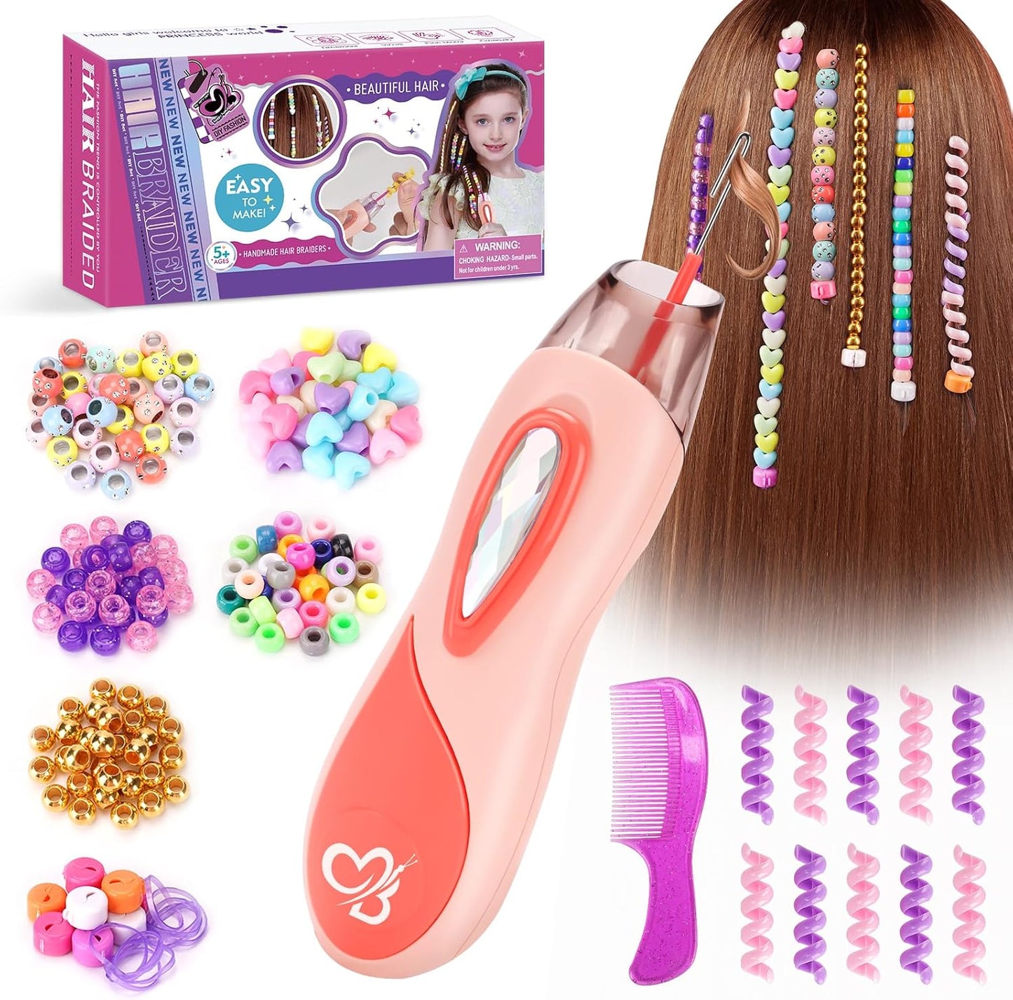 Geschenk Mädchen 5 6 7 8 9 10 Jahre: Haarschmuck Mädchen DIY Haarperlen Set
