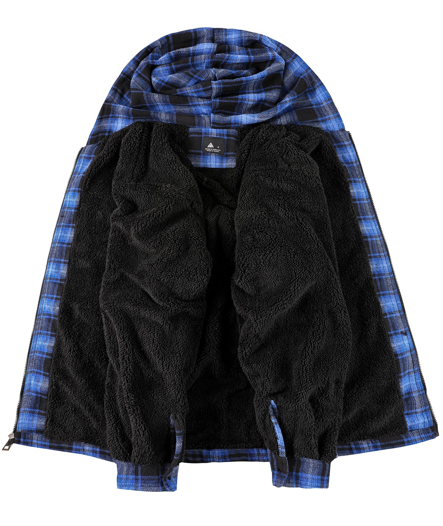 zitysport Hemdjacke Herren Hemd Sherpa Fleece Kariert Gefüttert Kapuzenpullover Fleecefutter Mantel Winter Jacke mit Taschen Flanellhemd Kariertes Männer Sweatjacke mit Kapuze