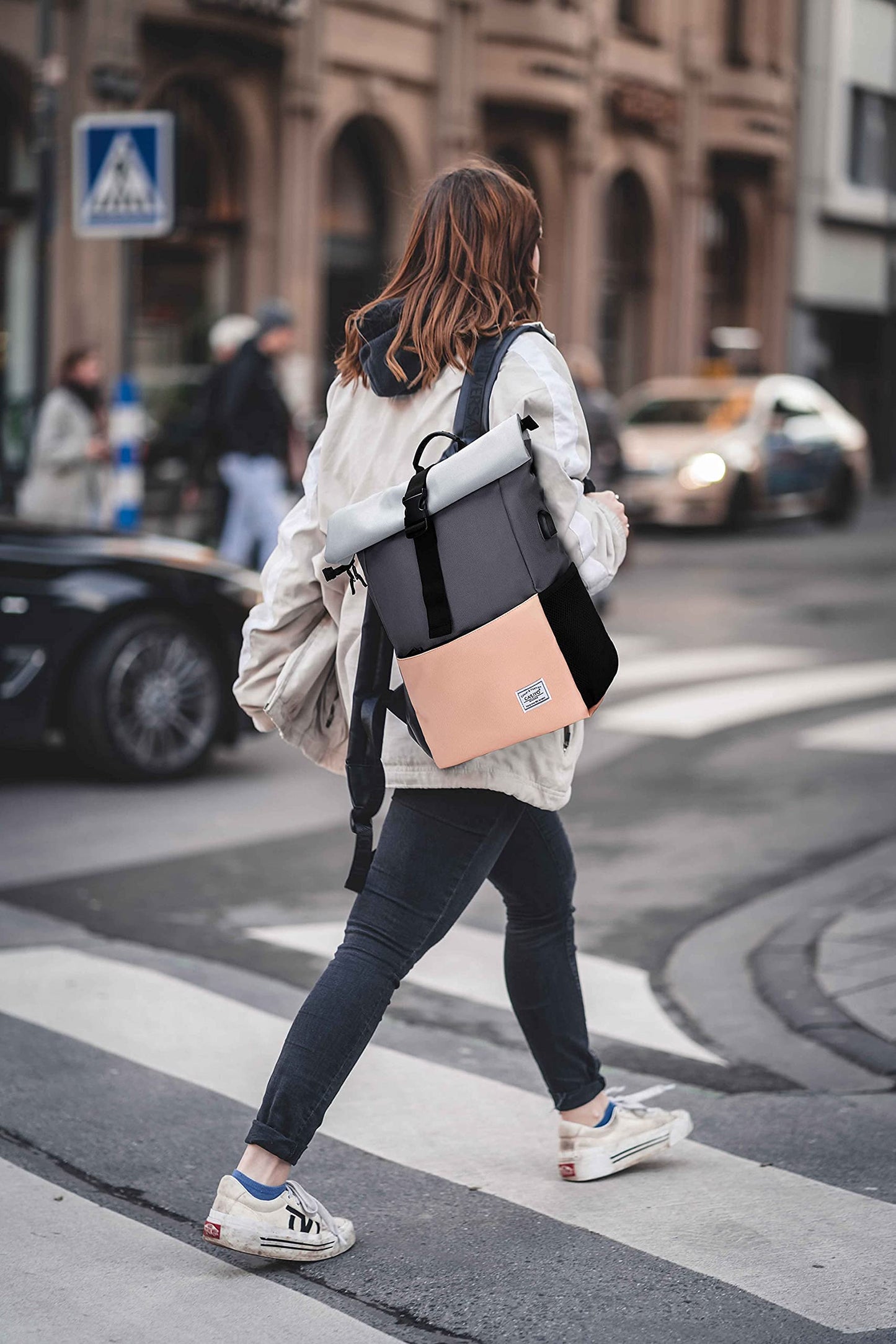 MoFut Rucksack Damen Groß Rucksack Herren Groß Schulrucksack viele Fächer mit 15,6" Laptopfach, Unisex Rolltop Rucksack Wasserdicht, Lässiger Backpack Schule Freizeit Uni Arbeit Wandern.