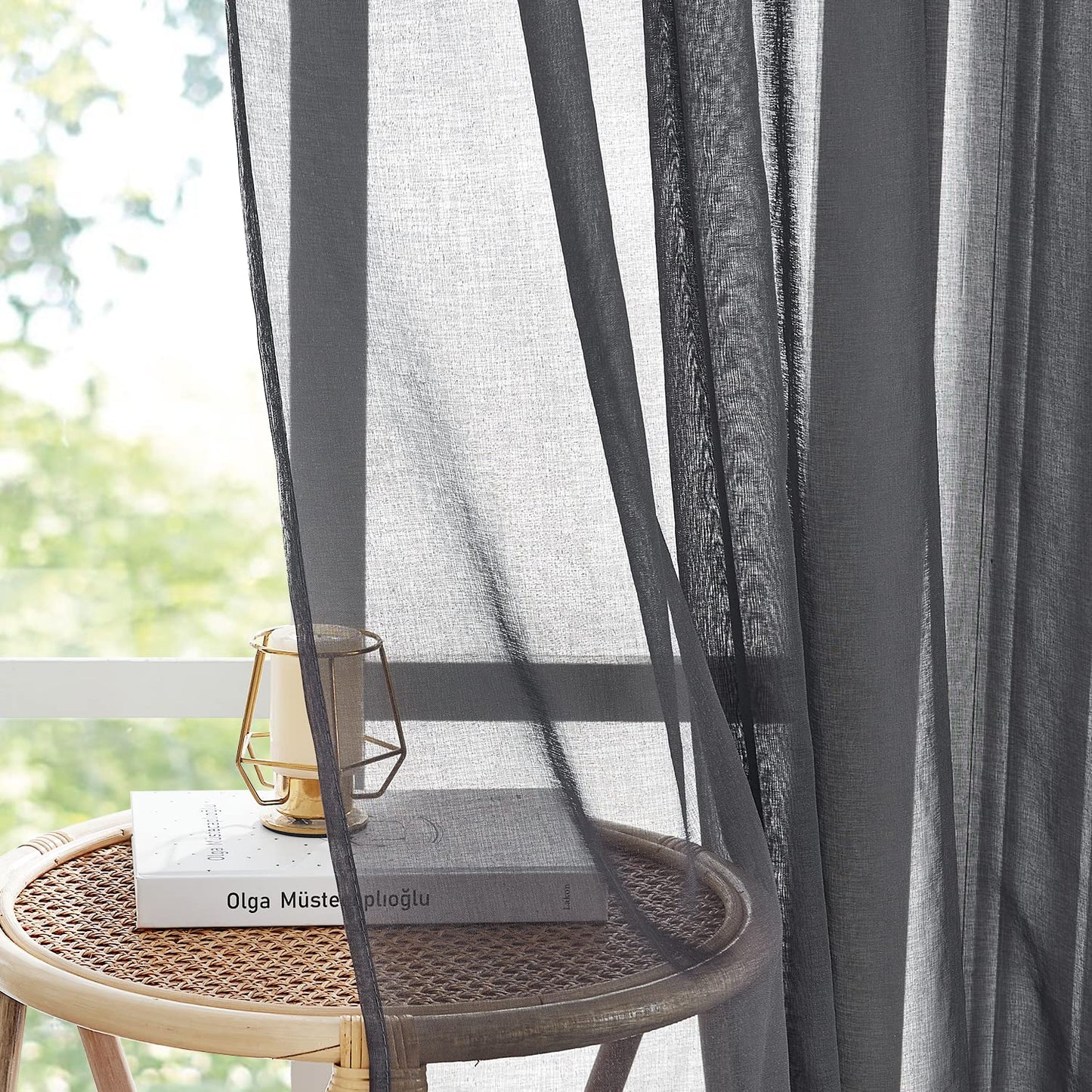 PONY DANCE Voile Gardinen Weiss Transparent Ösenvorhang 2er Set H 160 x B 140 cm Wohnzimmer Gardinen Kurz Durchlässige Vorhänge Weiß Vorhang Leinenoptik Schlafzimmer