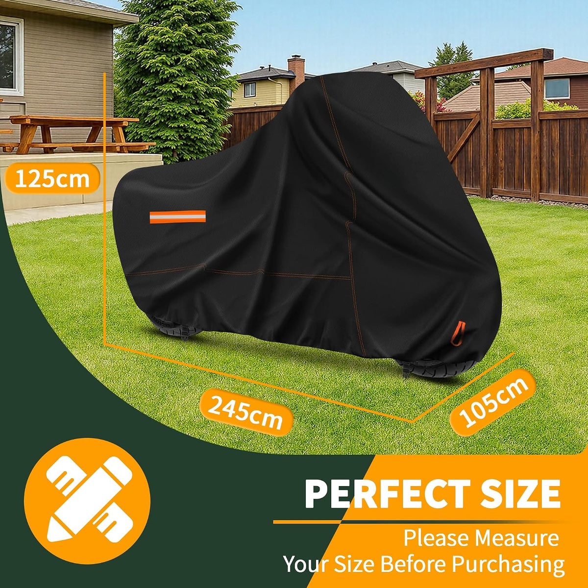 Enzeno Motorrad Abdeckplane Outdoor,245x106x125cm Motorradplane Wasserdicht