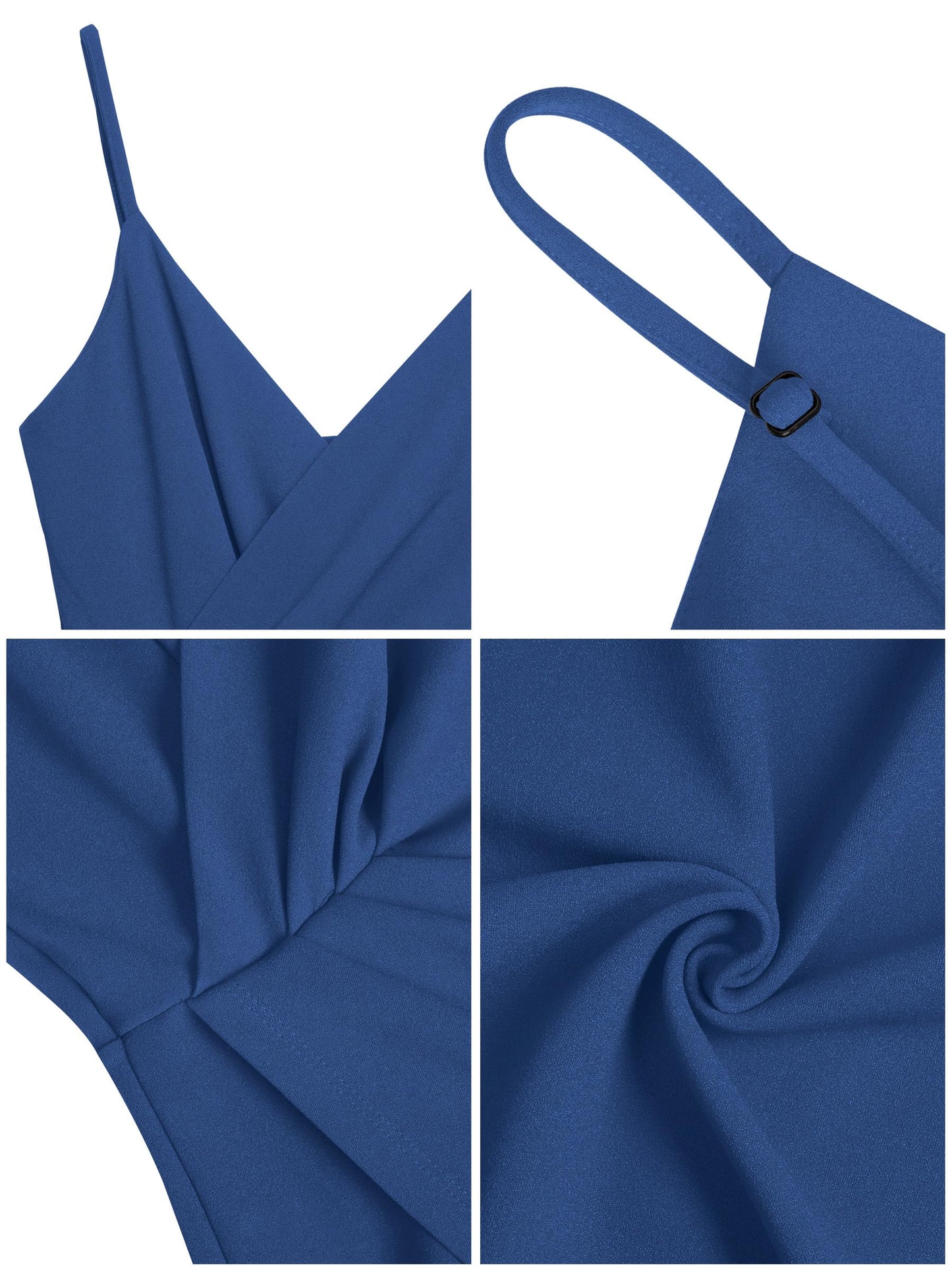 Missufe Damen Cocktailkleid Partykleid Wickelkleid Sommerkleid Midikleid Festliche Elegant Bodycon Hochzeit Ärmellos Spaghettiträger Abendkleider