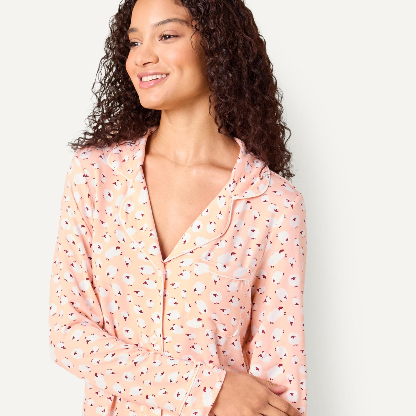 Amazon Essentials x Sofia Grainge Damen Pyjama-Set aus elastischer Modalfaser mit Langen Ärmeln und bodenlangem Unterteil
