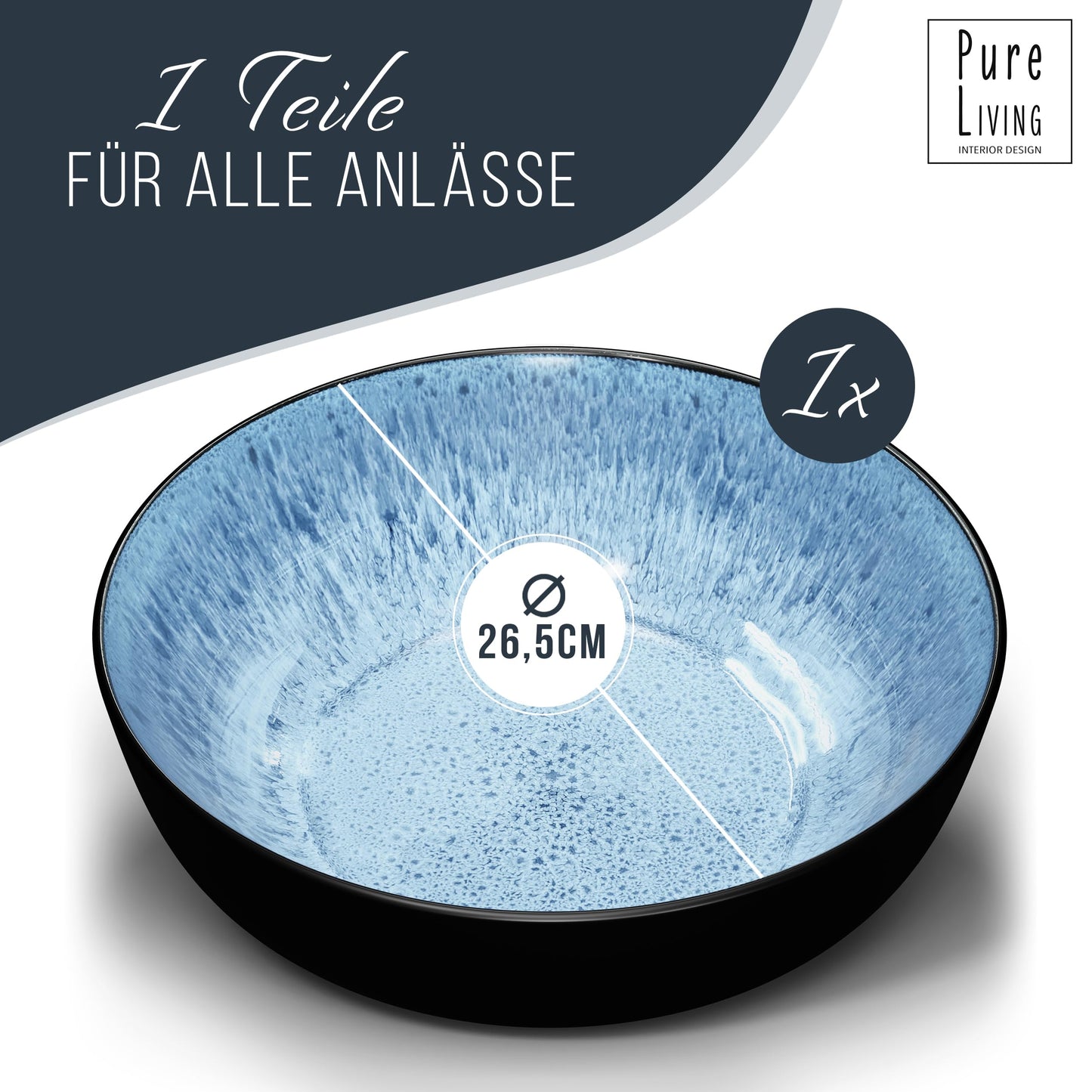 Steingut Frühstücksteller 6 Pers. Ibiza Hochwertiges Mediterranes TEST SEHR GUT Dessertteller Set - Kuchenteller spülmaschinen- und kratzfest - Kleine Teller, Salatteller Pure Living in Petrol