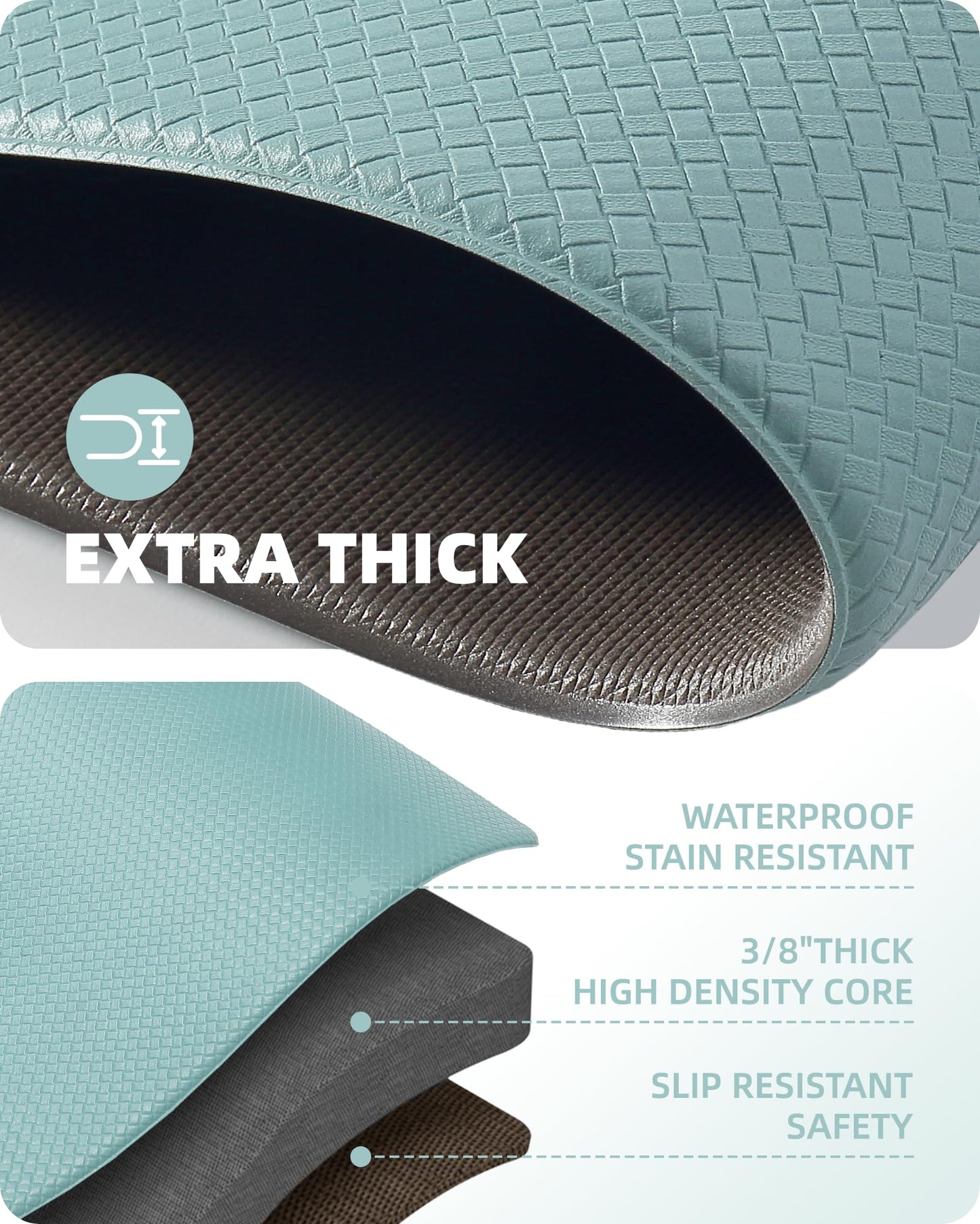 Color G Küchenläufer 2 Stück, küchenteppich waschbar rutschfest, Teppich küche mit Ölfest und Wasserdicht, Gummirücken Küchenmatte für Esszimmer, Küche, läufer Flur(44x150CM + 44x150CM, Schwarz)