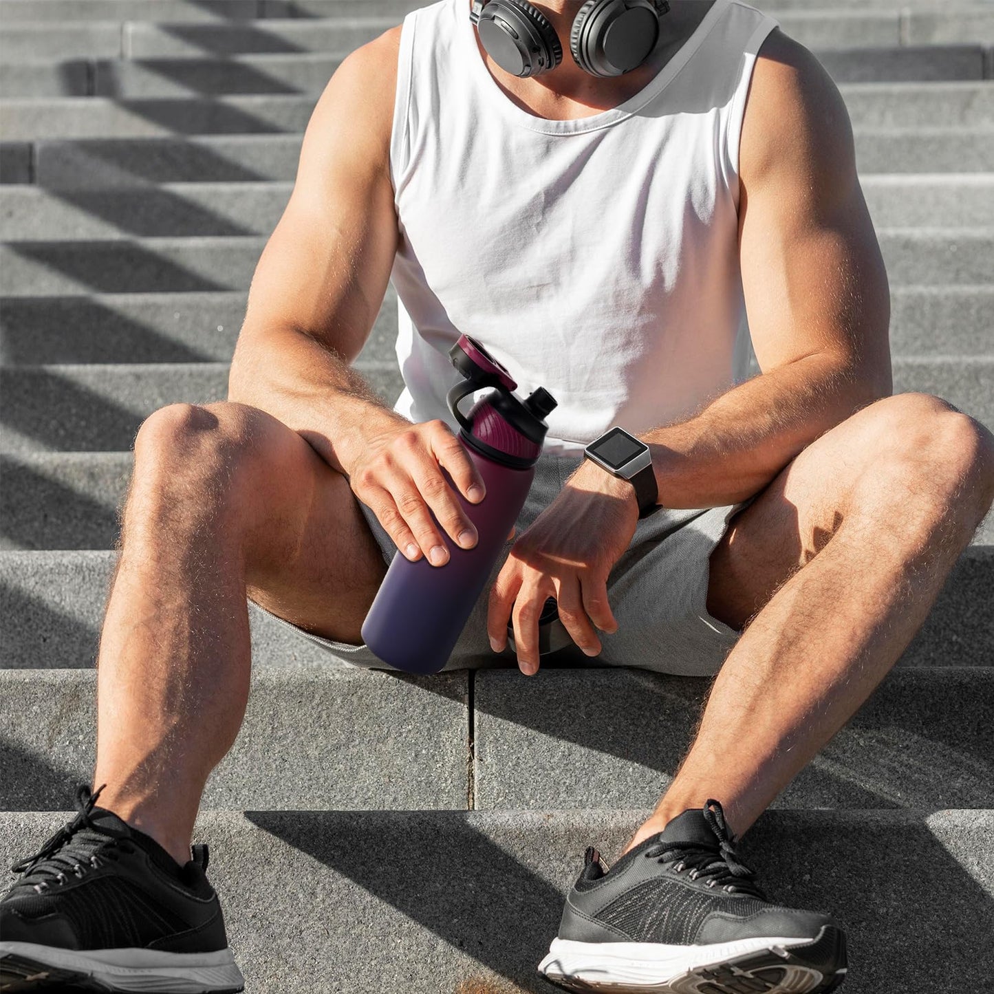 Fjbottle Edelstahl Trinkflasche Sport mit Magnetischem Deckel 1L, 800ml, 600ml, 400ml BPA-Frei Auslaufsichere Kinder Flasche - Kohlensäure geeignet 1500ML Wasserflasche Thermo für Schule, Fitness