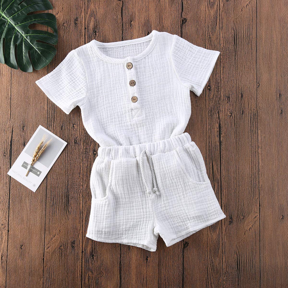 Geagodelia Babykleidung Set Baby Jungen Mädchen Kleidung Outfit T-Shirt Top + Hose Shorts Neugeborene Weiche Einfarbige Babyset T-47740