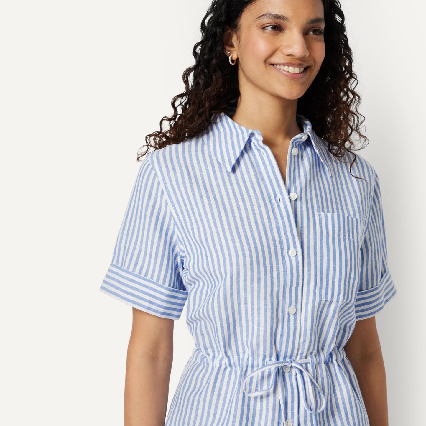 Amazon Essentials Damen Leinen-Bluse mit Verstellbarer Taille