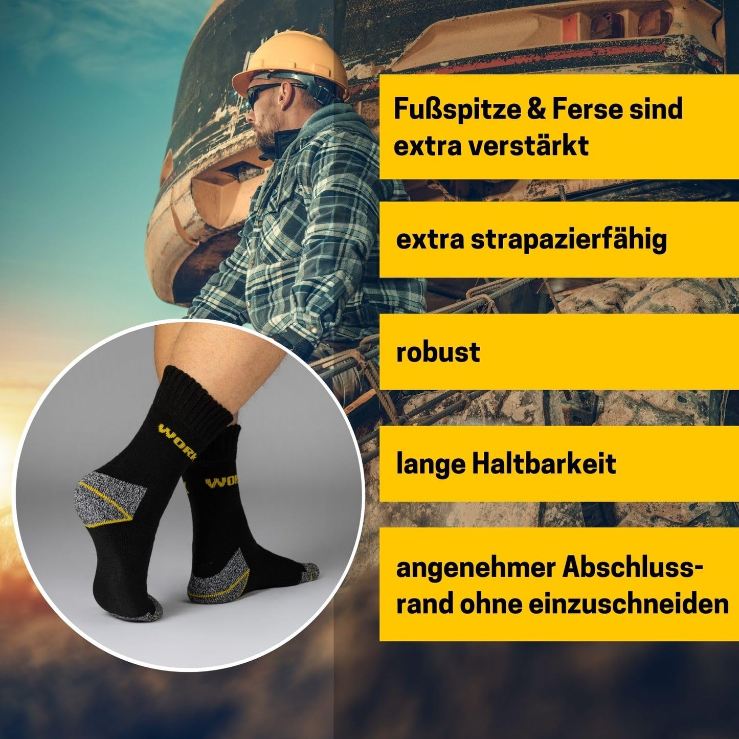 sockenkauf24 10 Paar THERMO Arbeitssocken Herren Winter Socken WORK Innenfrottee