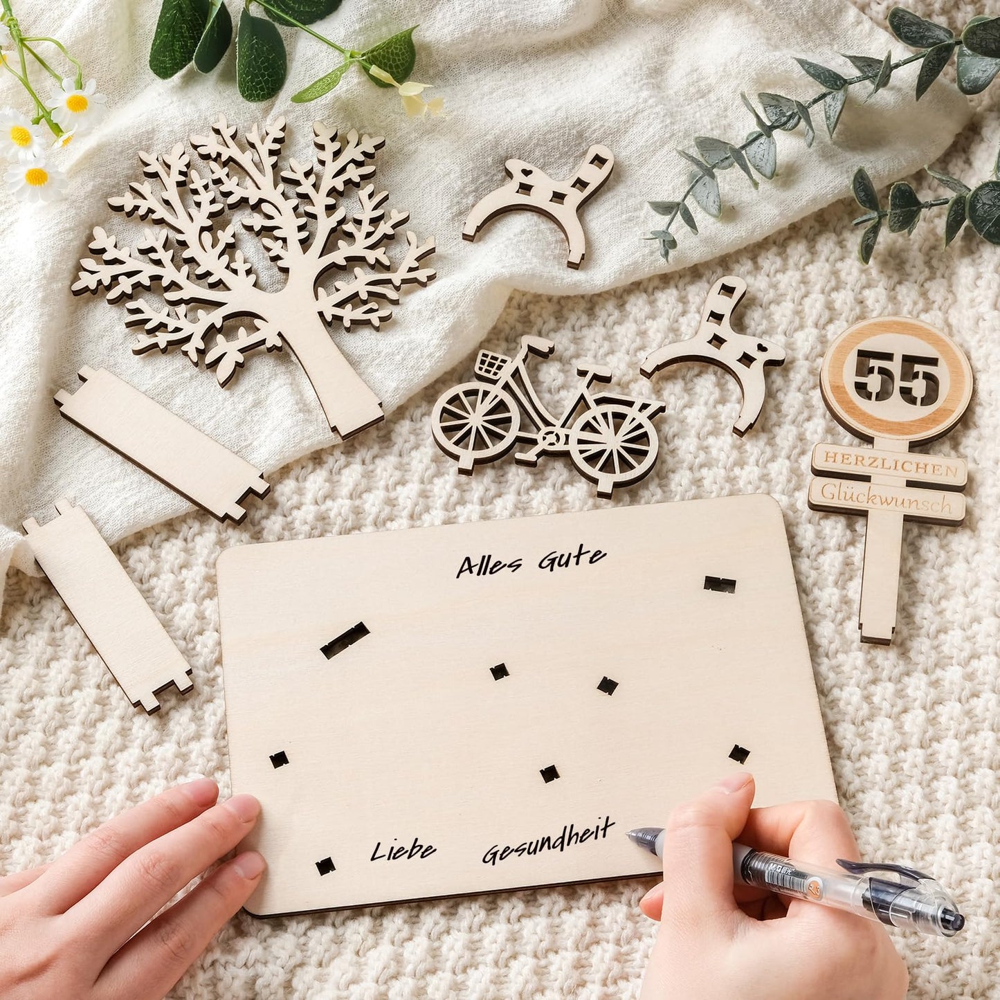 I LOVE MOM Geldgeschenk Geburtstag Holz, Fahrrad Geschenk, DIY Holz Schild Gästebuch Dreidimensionale Bäume Sitzbank Deko Zahlen für Geschenke, Hochzeiten, Partys, Geburtstage, Jubiläum (GYY-60)