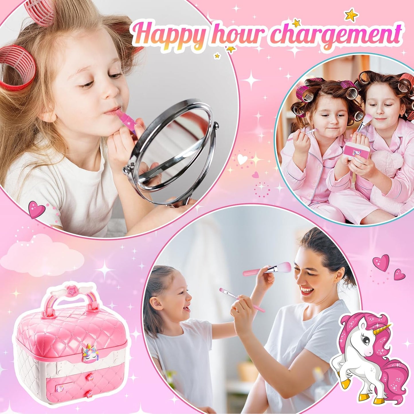 Hapikids Kinderschminke Geschenke Mädchen 3-10 Jahre,Schminke Kinder Spielzeug ab 3 -8 Jahre Kinderschminke Set Geburtstagsgeschenk für Mädchen Schminkkoffer Geschenke