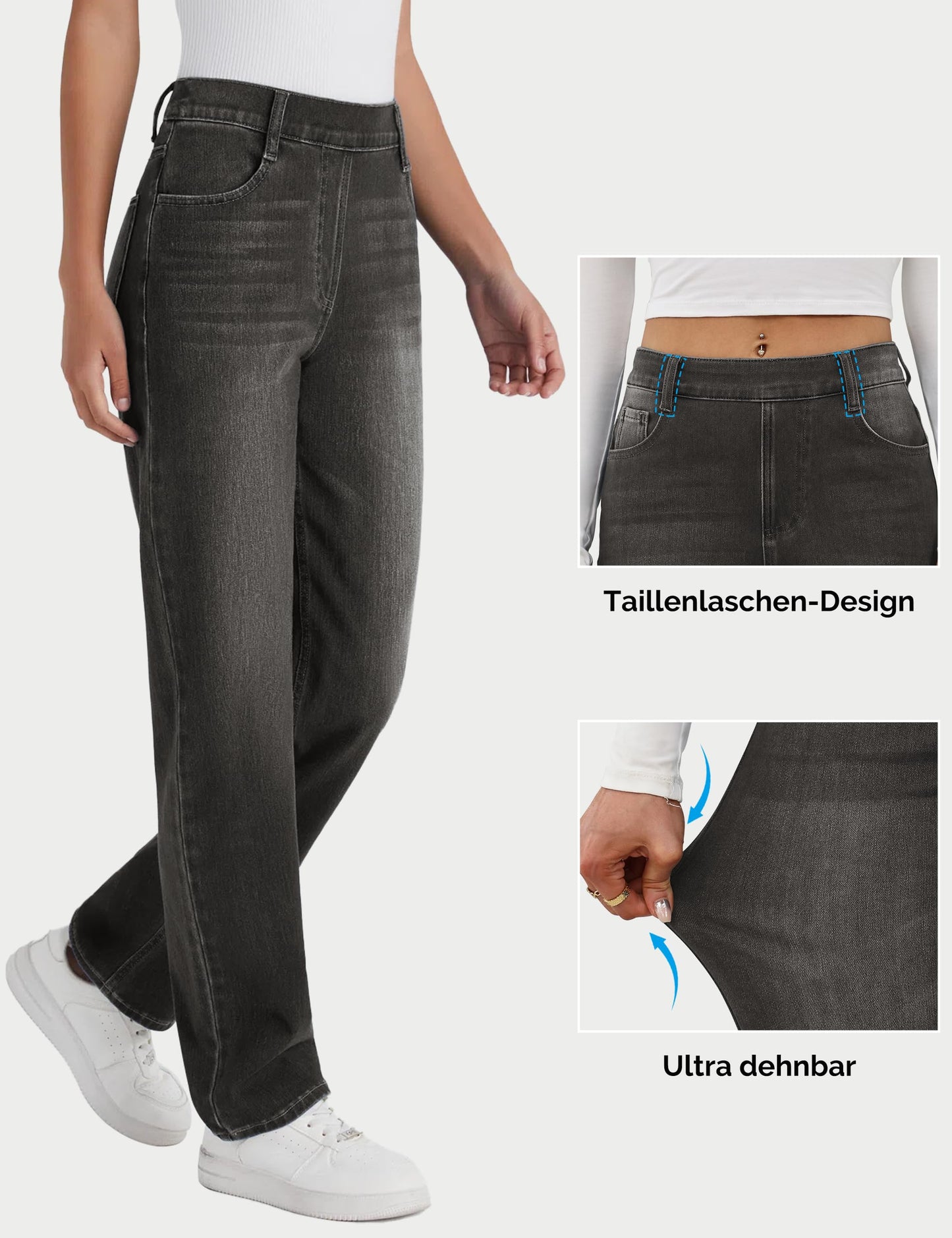 Desol Stretch Straight Leg Women's Jeans High Waist Straight Cut Slim Fit Leggings Jeans Casual No Zip